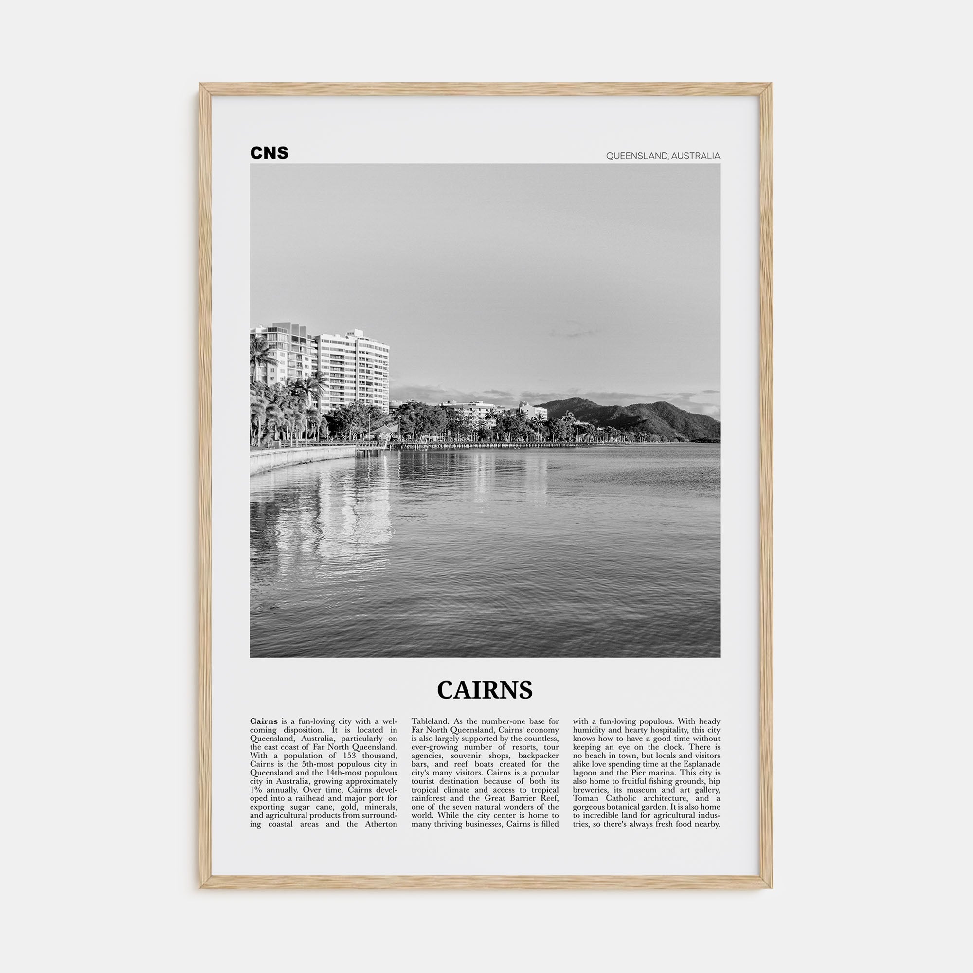 Cairns Travel B&W Poster