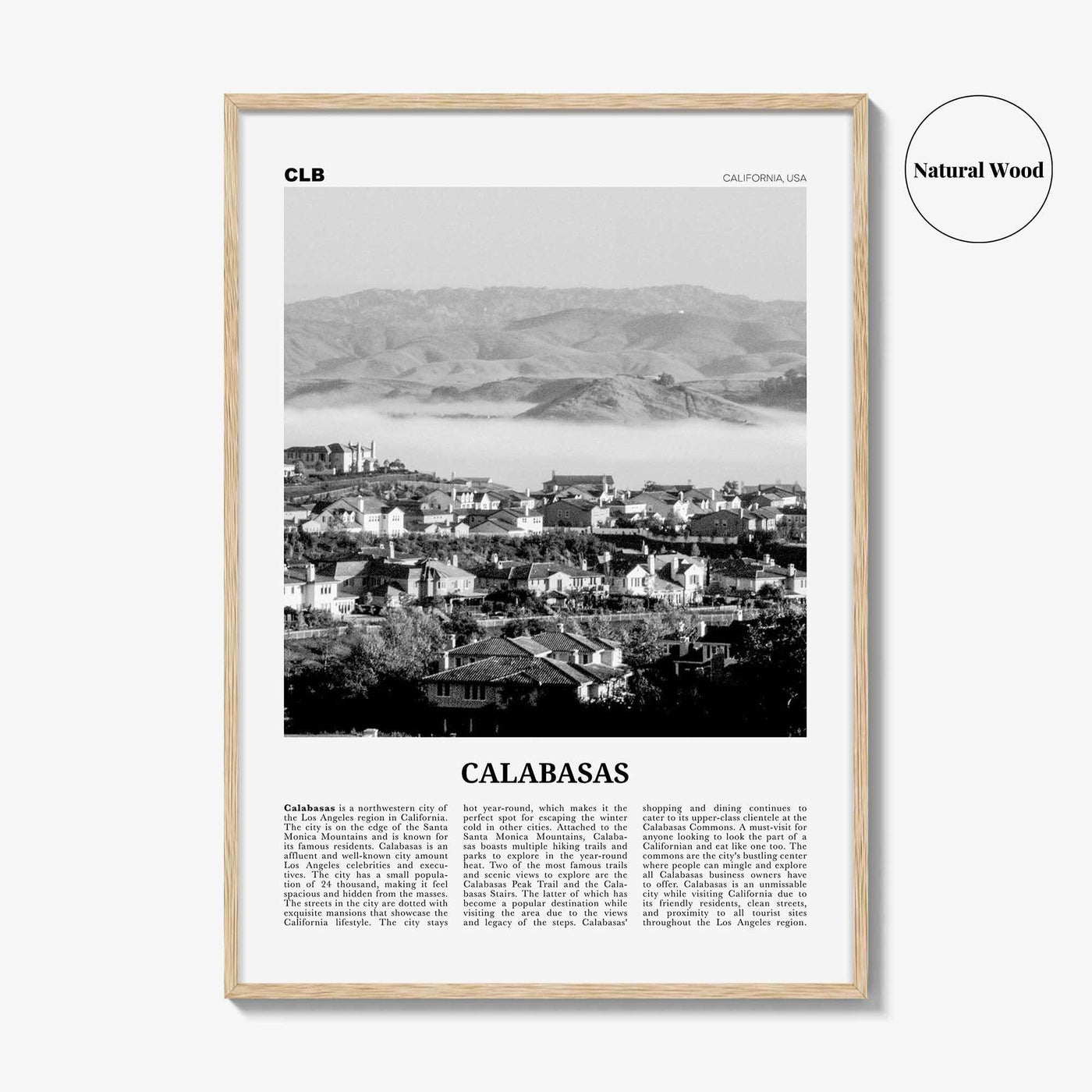 Calabasas Print Black and White, Calabasas Wall Art, Calabasas Poster, Calabasas Photo, Calabasas Wall Décor, California, USA, United States