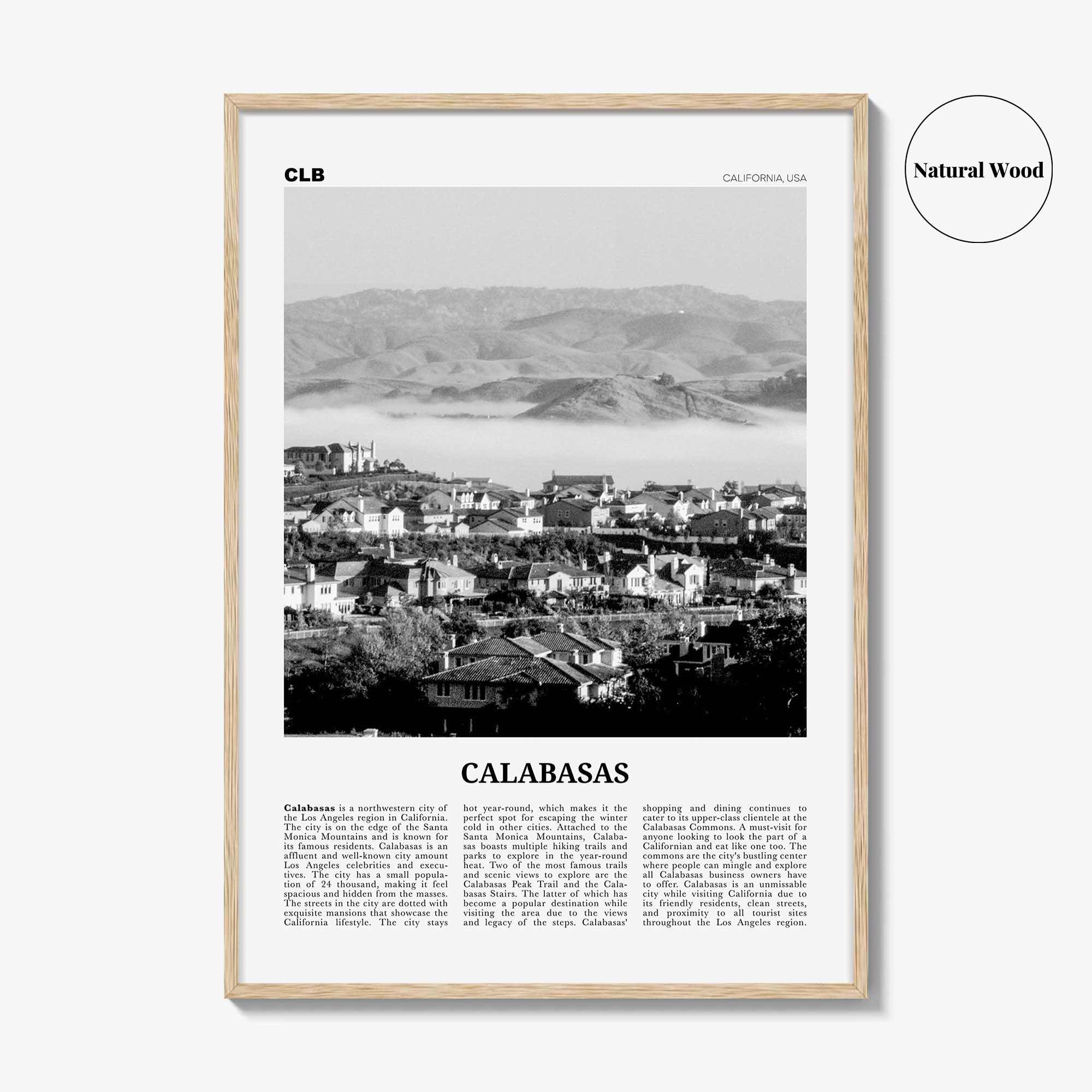 Calabasas Print Black and White, Calabasas Wall Art, Calabasas Poster, Calabasas Photo, Calabasas Wall Décor, California, USA, United States