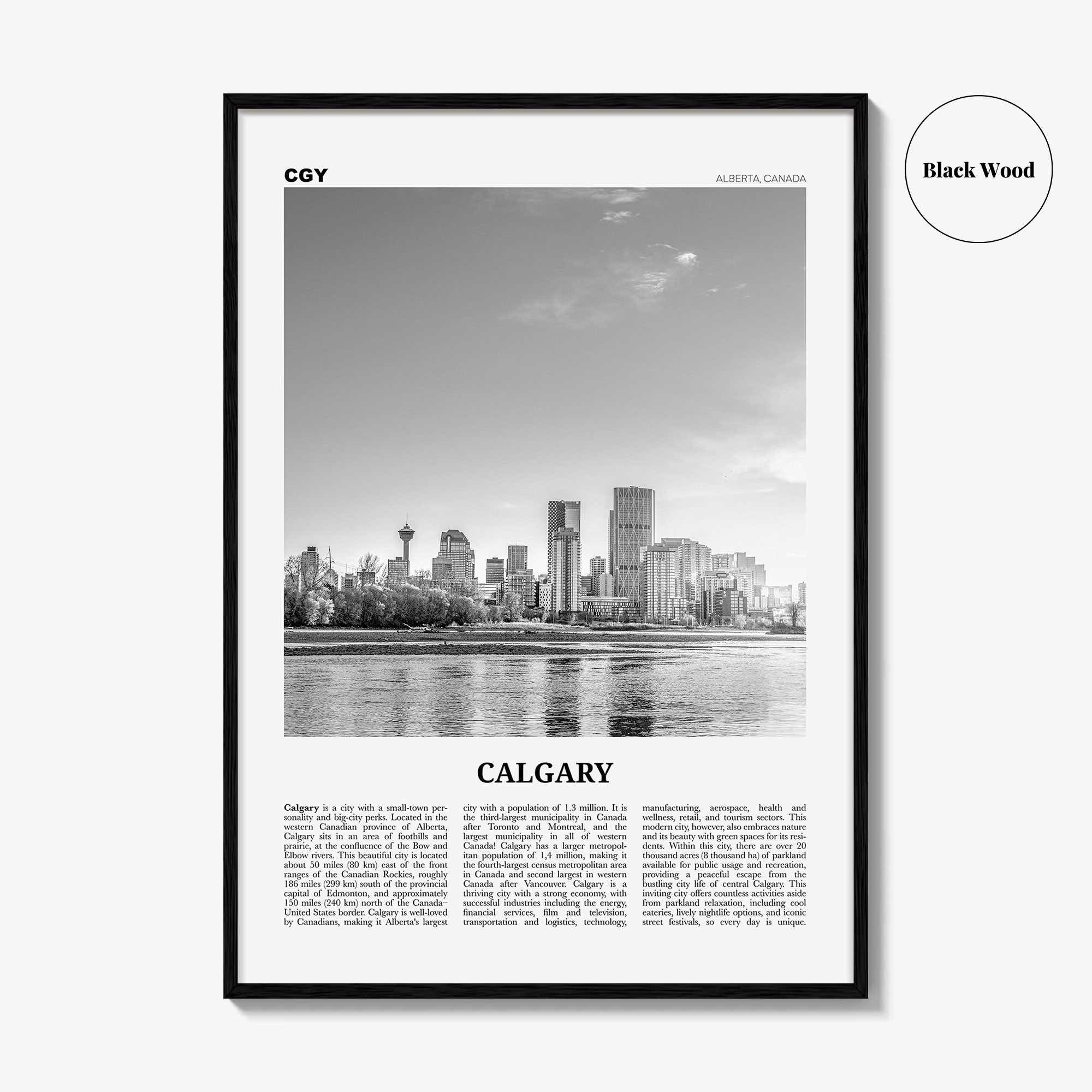 Calgary Print Black and White No 1, Calgary Wall Art, Calgary Poster, Calgary Photo, Calgary Wall Decor, Alberta, Canada, North America