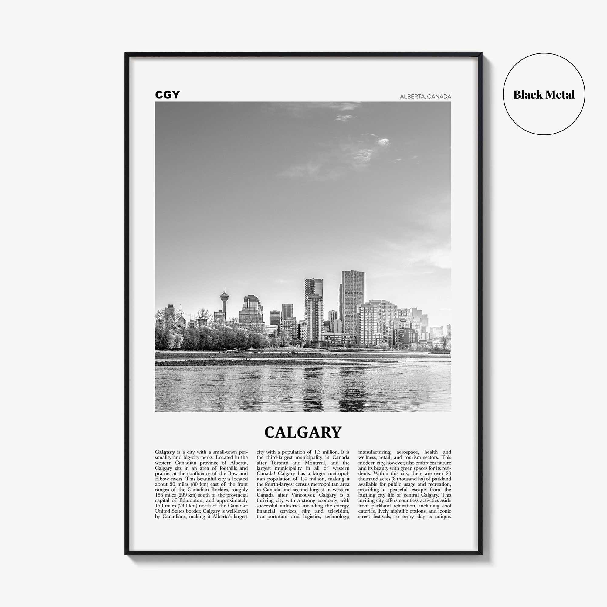 Calgary Print Black and White No 1, Calgary Wall Art, Calgary Poster, Calgary Photo, Calgary Wall Decor, Alberta, Canada, North America