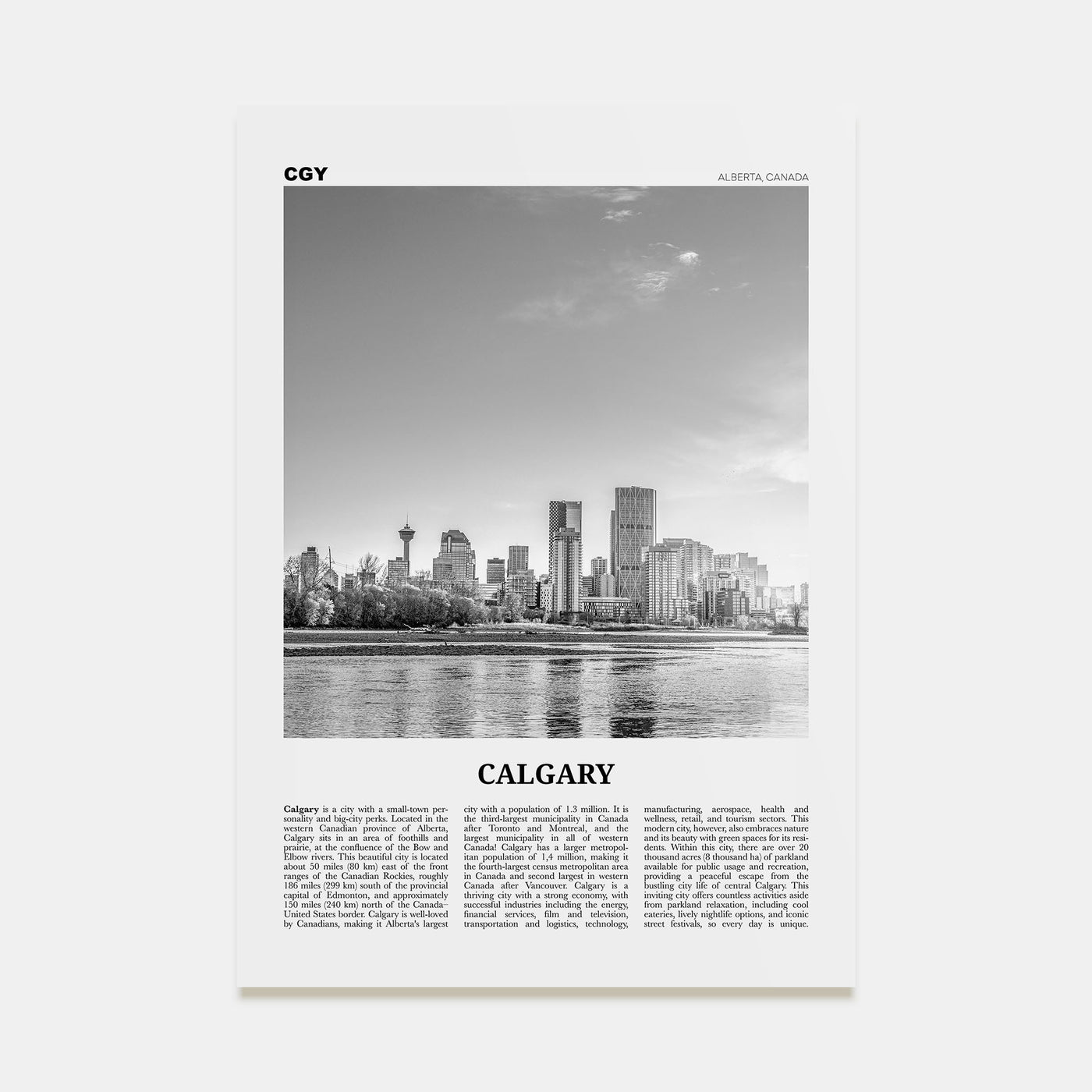 Calgary Travel B&W No 1 Poster