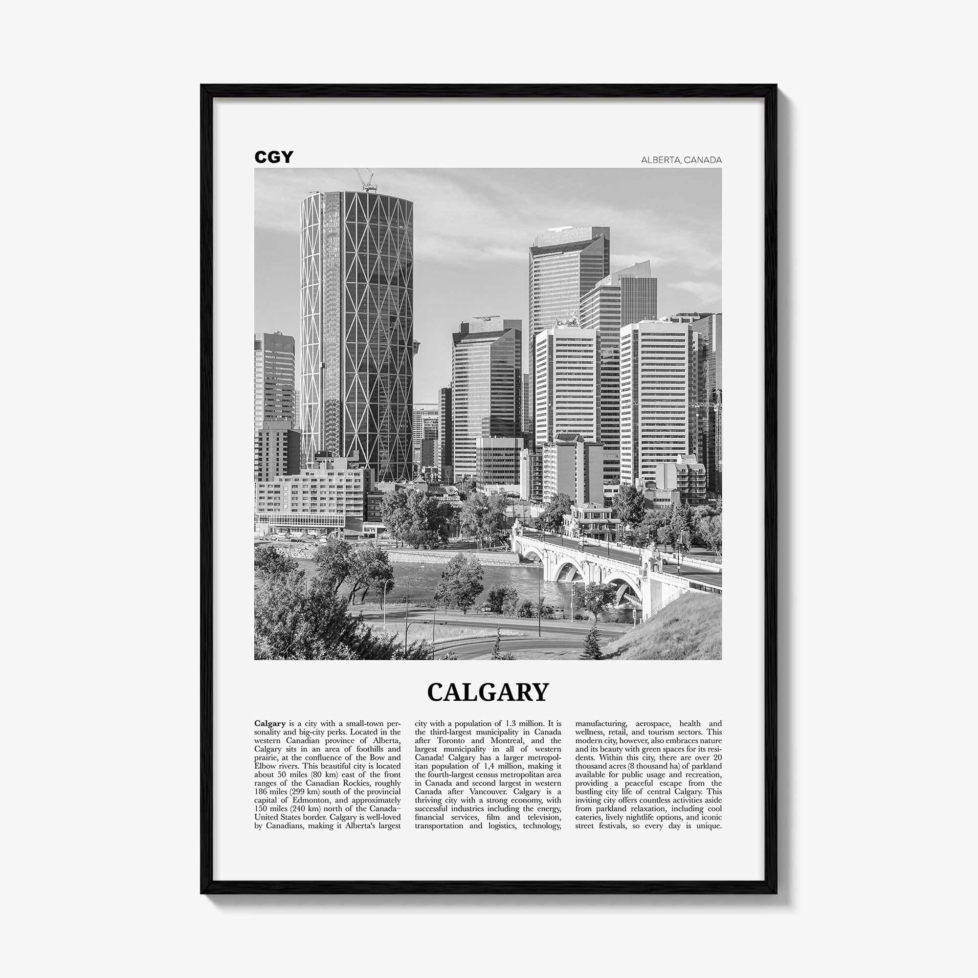 Calgary Print Black and White No 2, Calgary Wall Art, Calgary Poster, Calgary Photo, Calgary Wall Decor, Alberta, Canada, North America