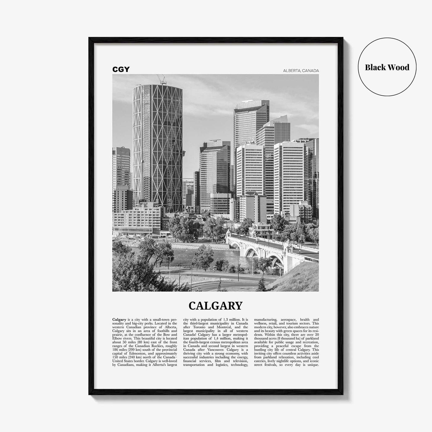 Calgary Print Black and White No 2, Calgary Wall Art, Calgary Poster, Calgary Photo, Calgary Wall Decor, Alberta, Canada, North America