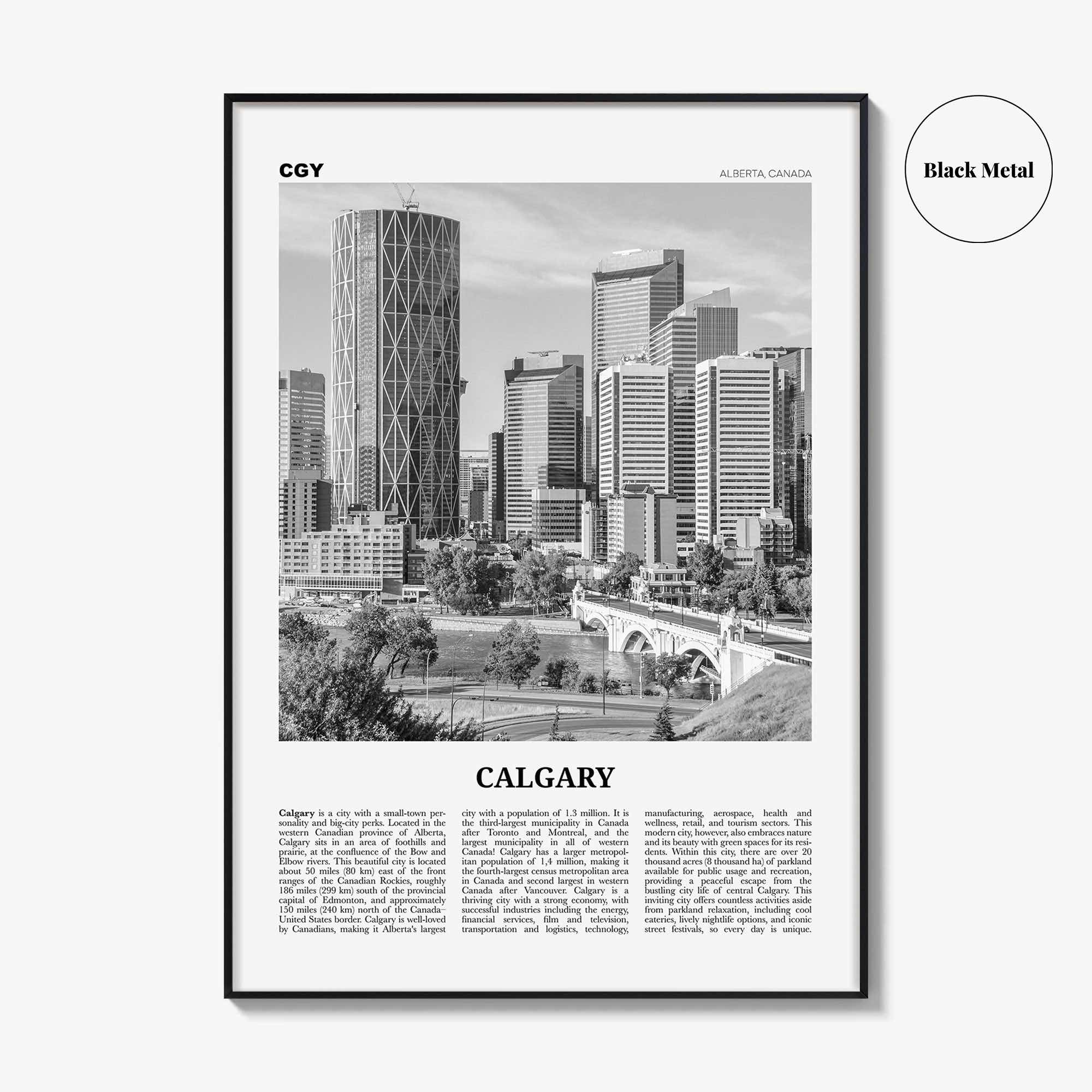 Calgary Print Black and White No 2, Calgary Wall Art, Calgary Poster, Calgary Photo, Calgary Wall Decor, Alberta, Canada, North America