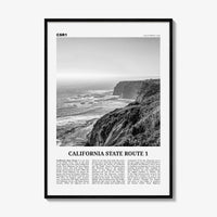 California State Route 1 Print Black and White, California State Route 1 Wall Art, State Route 1 Poster, California Pacific Coast Highway