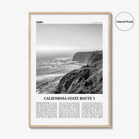 California State Route 1 Print Black and White, California State Route 1 Wall Art, State Route 1 Poster, California Pacific Coast Highway