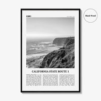 California State Route 1 Print Black and White, California State Route 1 Wall Art, State Route 1 Poster, California Pacific Coast Highway