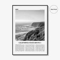 California State Route 1 Print Black and White, California State Route 1 Wall Art, State Route 1 Poster, California Pacific Coast Highway