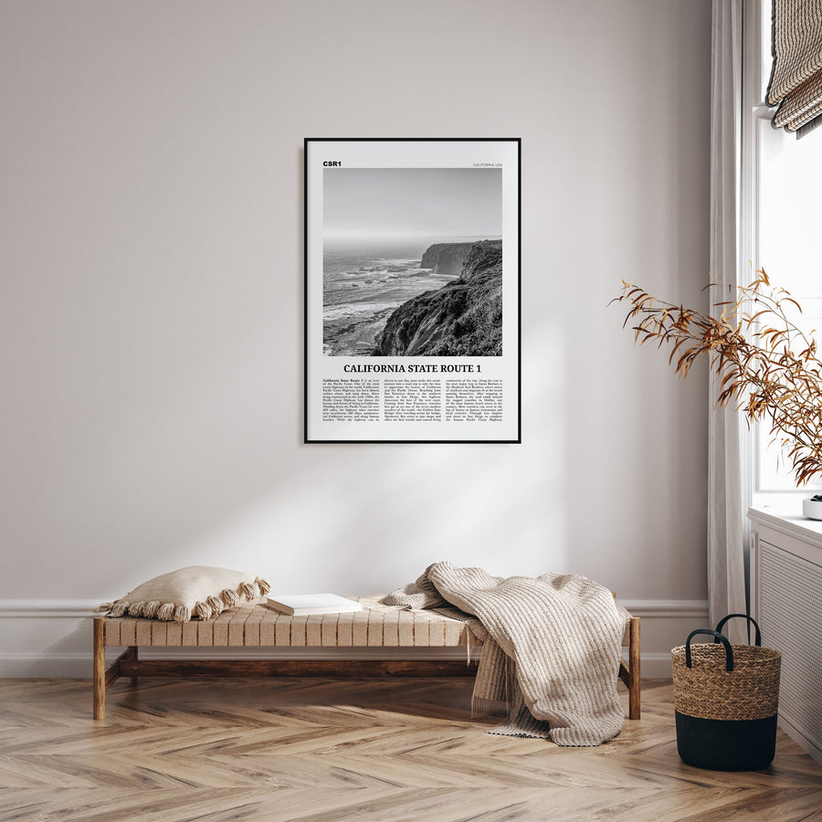 California State Route 1 Travel B&W Poster