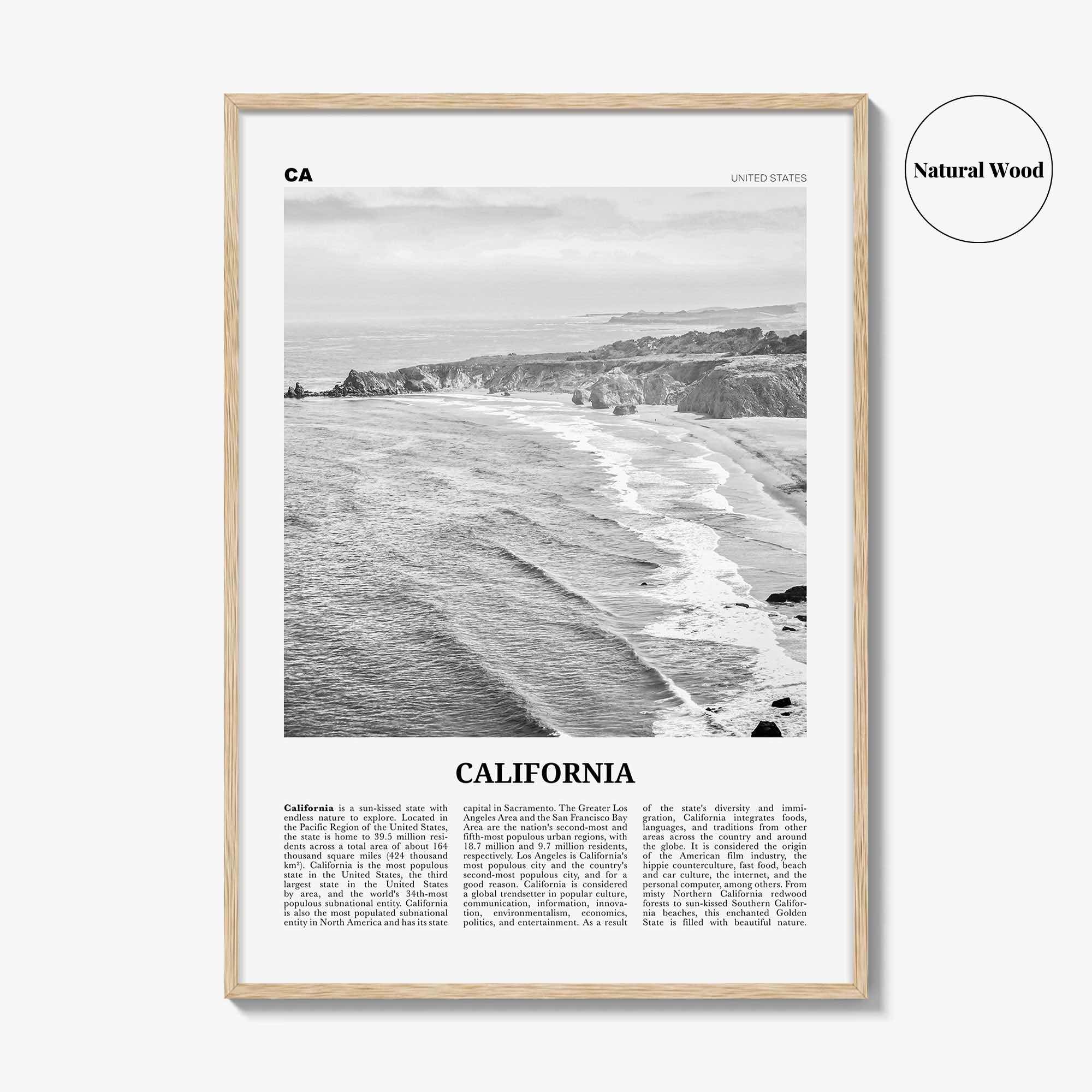 California Print Black and White No 1, California Wall Art, California Poster, California Photo, USA, United States, North America