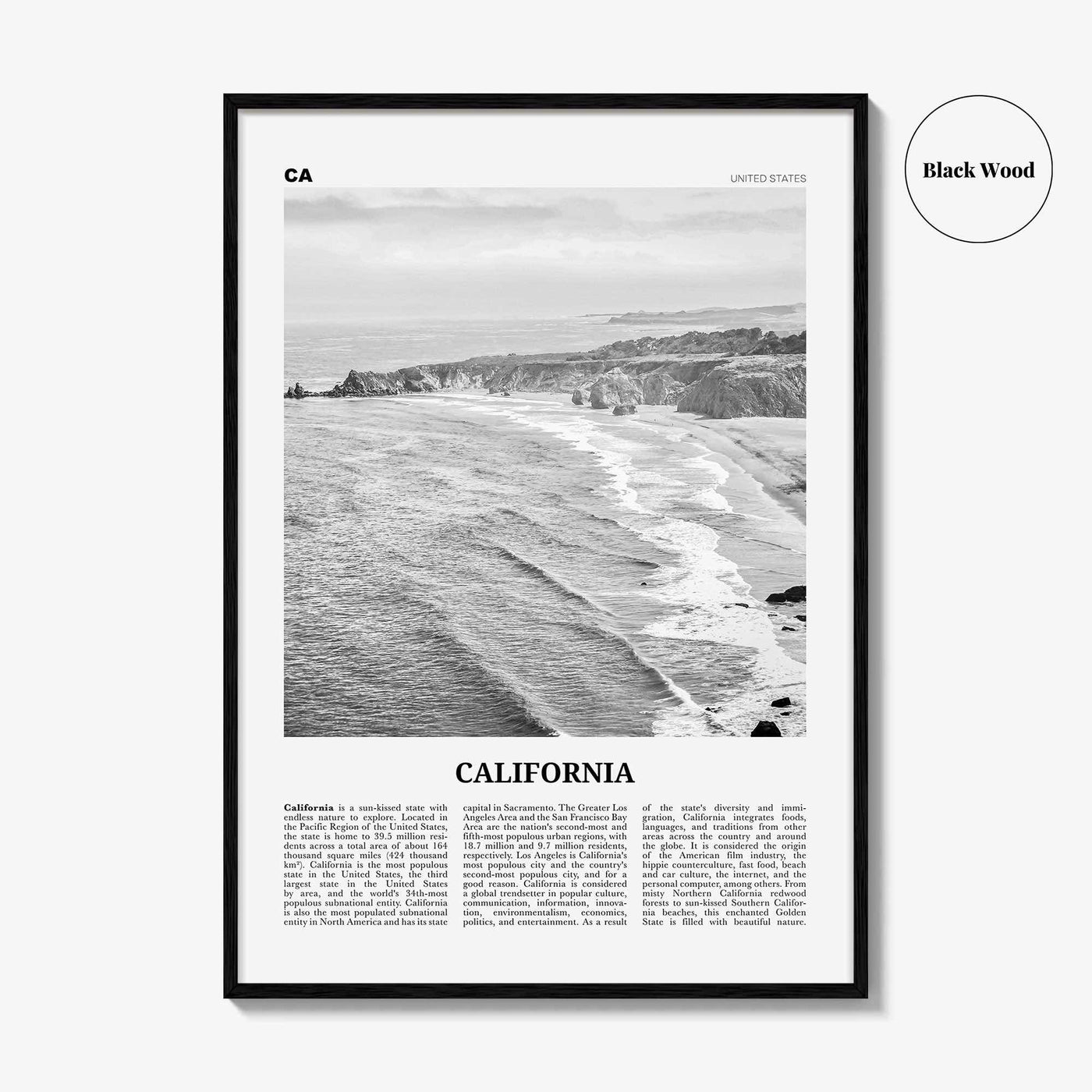 California Print Black and White No 1, California Wall Art, California Poster, California Photo, USA, United States, North America