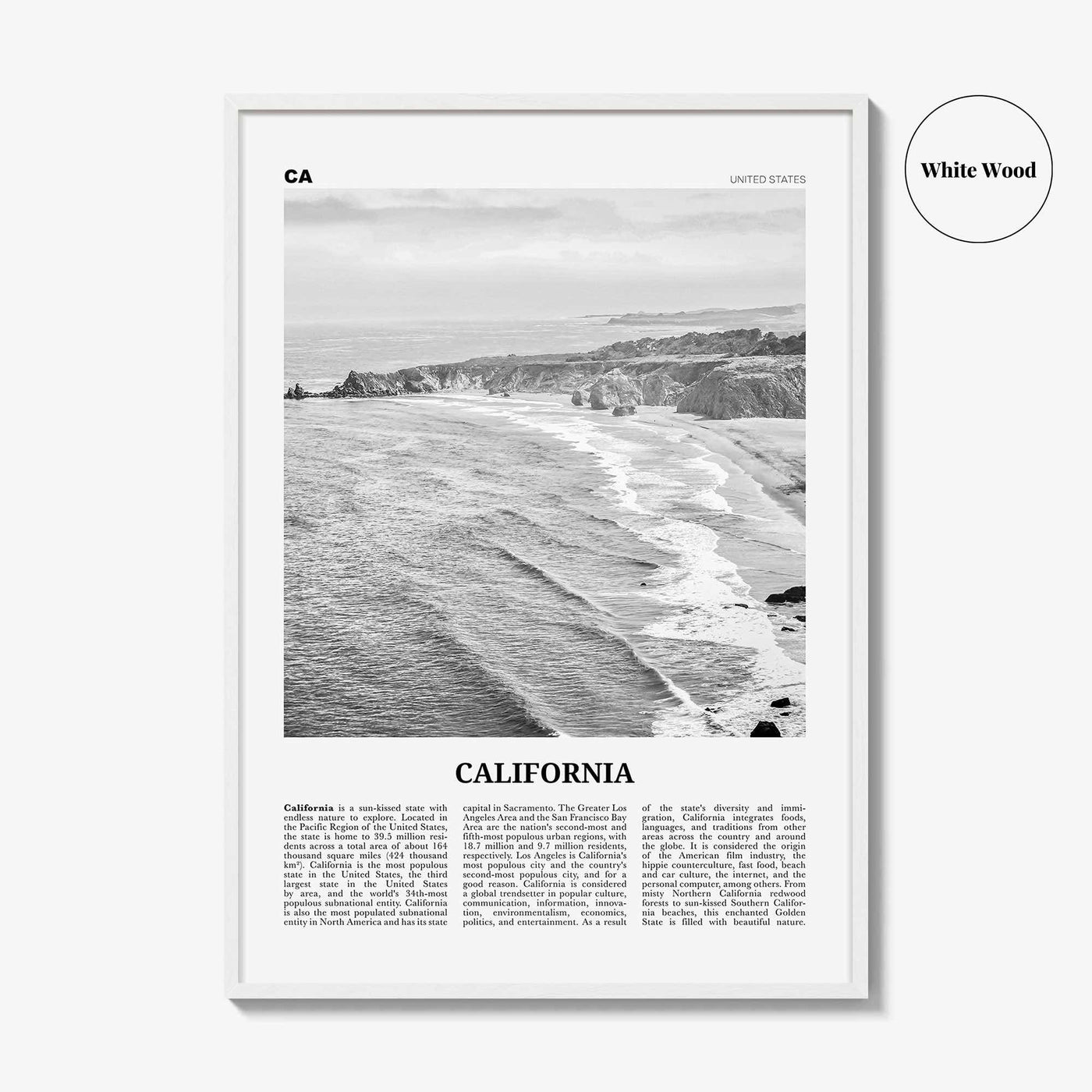 California Print Black and White No 1, California Wall Art, California Poster, California Photo, USA, United States, North America