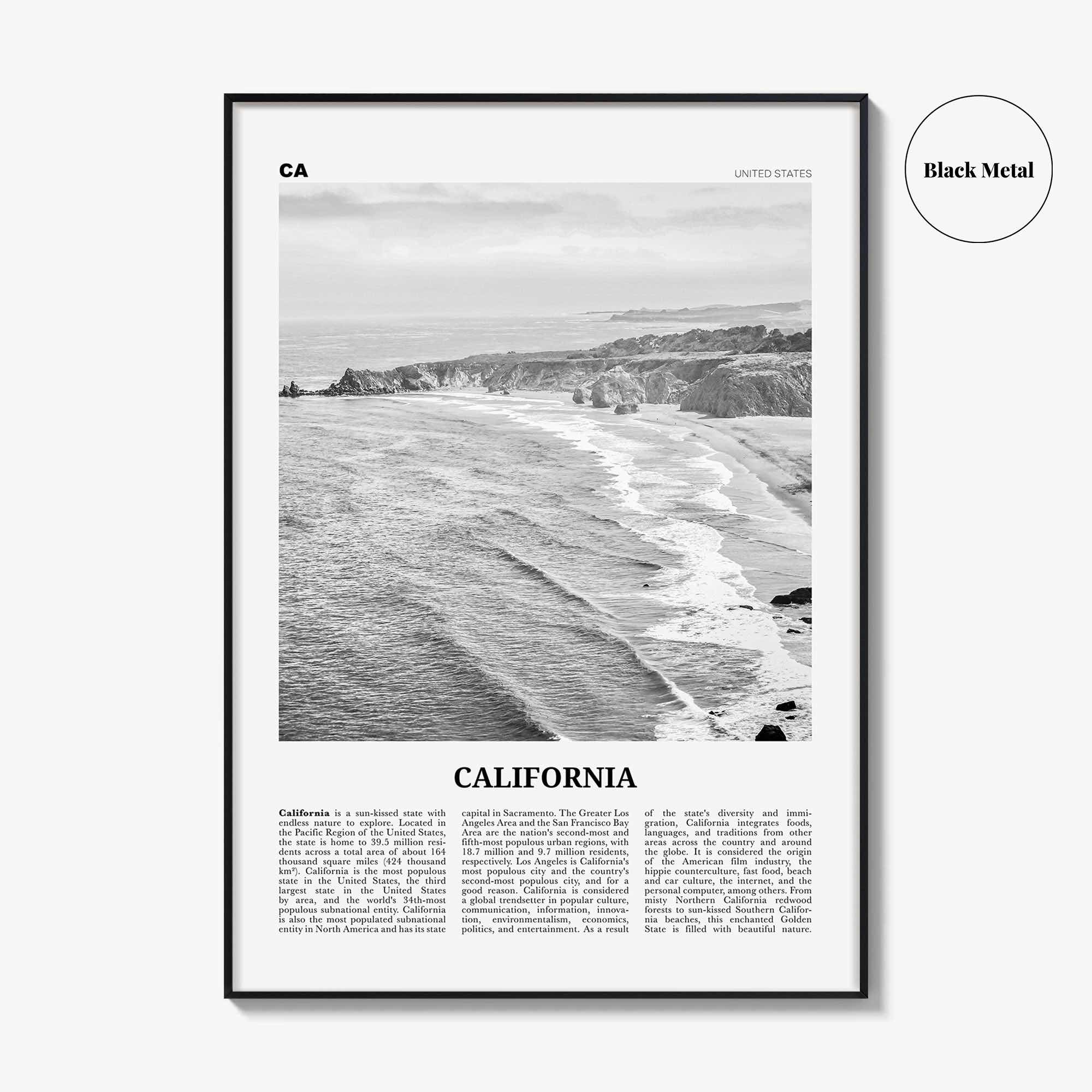 California Print Black and White No 1, California Wall Art, California Poster, California Photo, USA, United States, North America