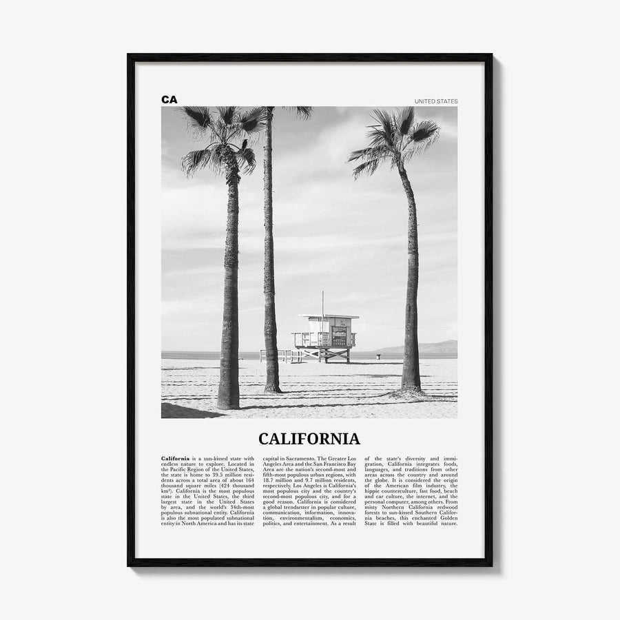 California Print Black and White No 2, California Wall Art, California Poster, California Photo, USA, United States, North America