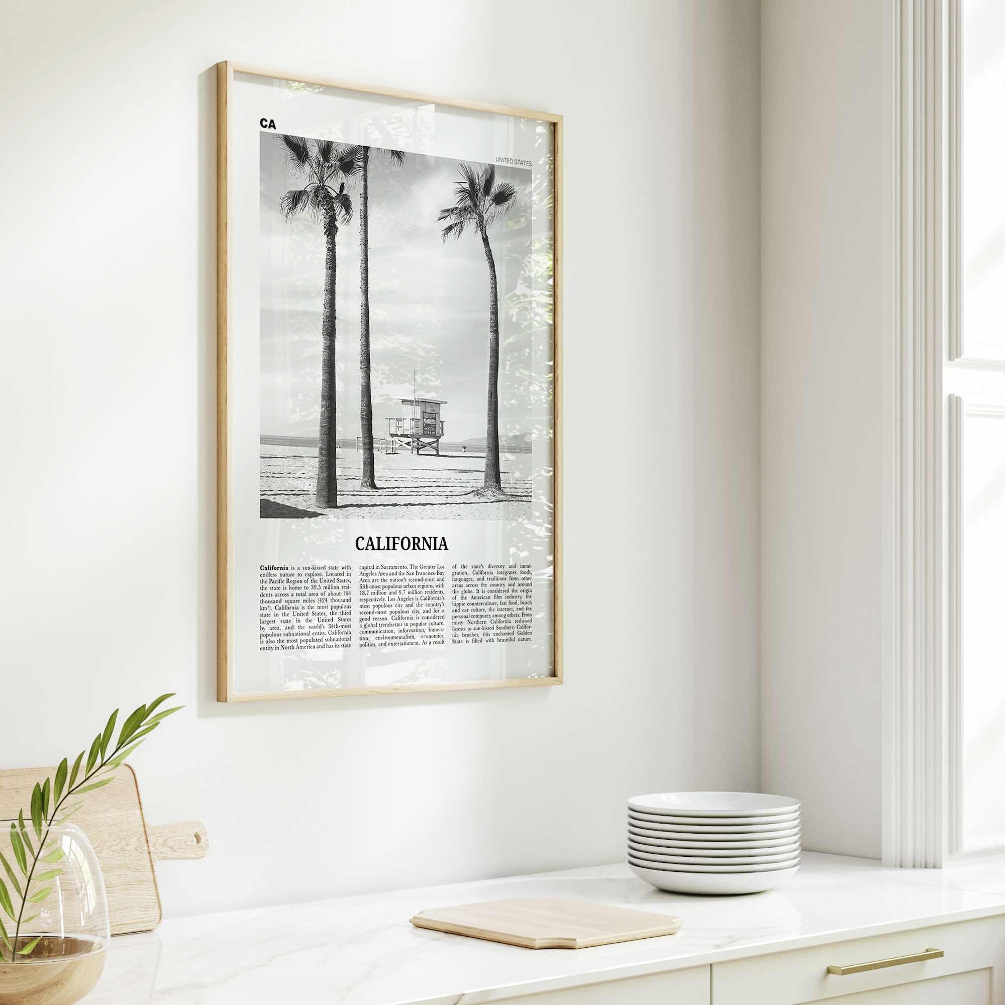California Print Black and White No 2, California Wall Art, California Poster, California Photo, USA, United States, North America