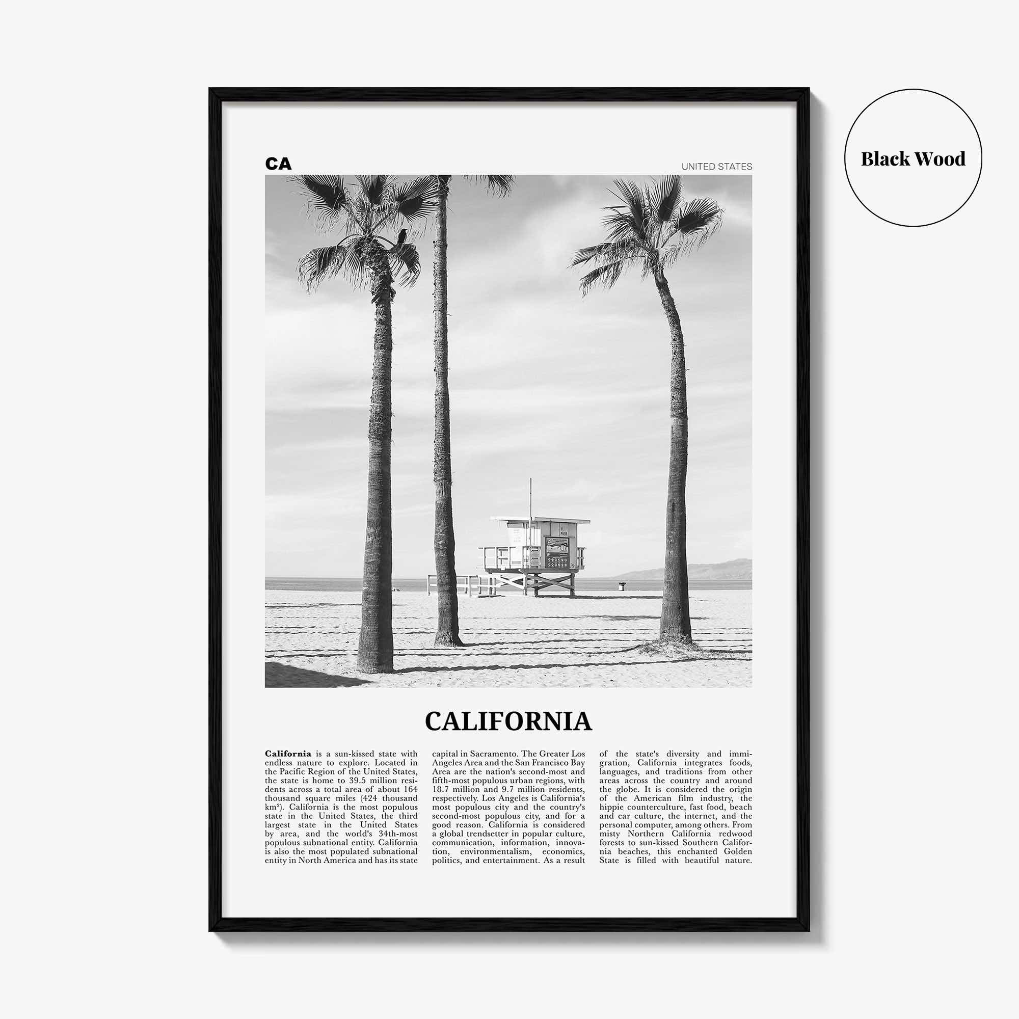 California Print Black and White No 2, California Wall Art, California Poster, California Photo, USA, United States, North America