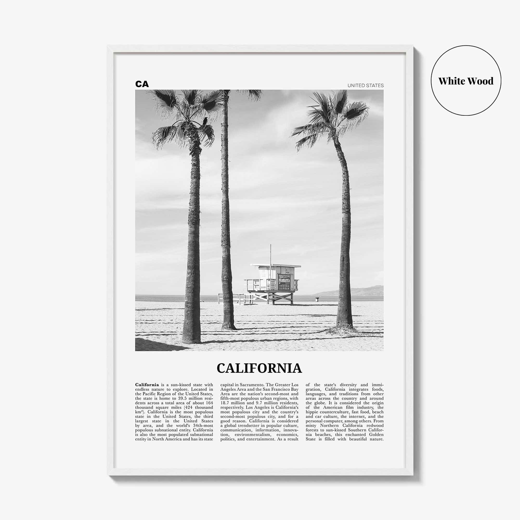 California Print Black and White No 2, California Wall Art, California Poster, California Photo, USA, United States, North America
