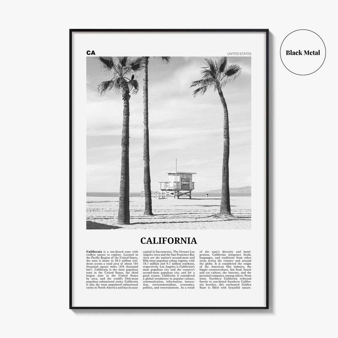 California Print Black and White No 2, California Wall Art, California Poster, California Photo, USA, United States, North America