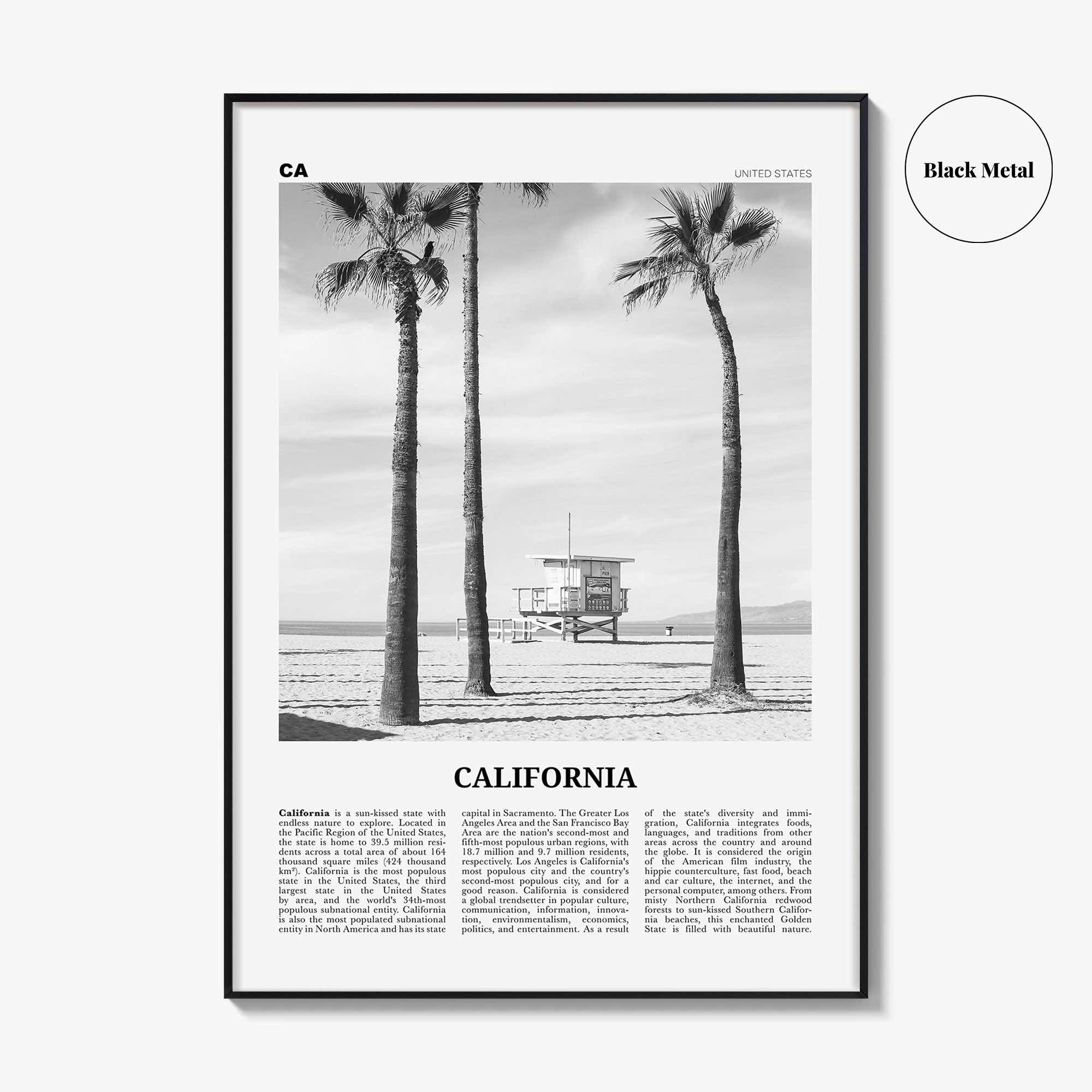 California Print Black and White No 2, California Wall Art, California Poster, California Photo, USA, United States, North America