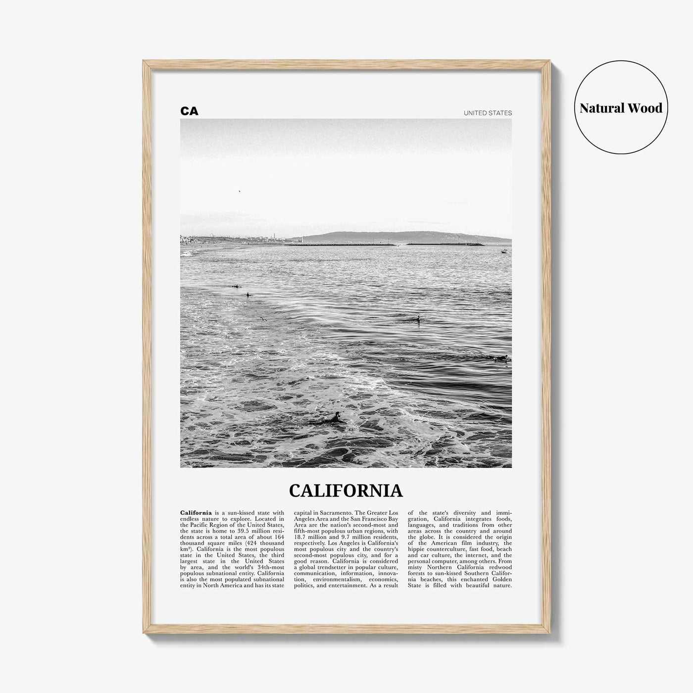 California Print Black and White No 3, California Wall Art, California Poster, California Photo, USA, United States, North America