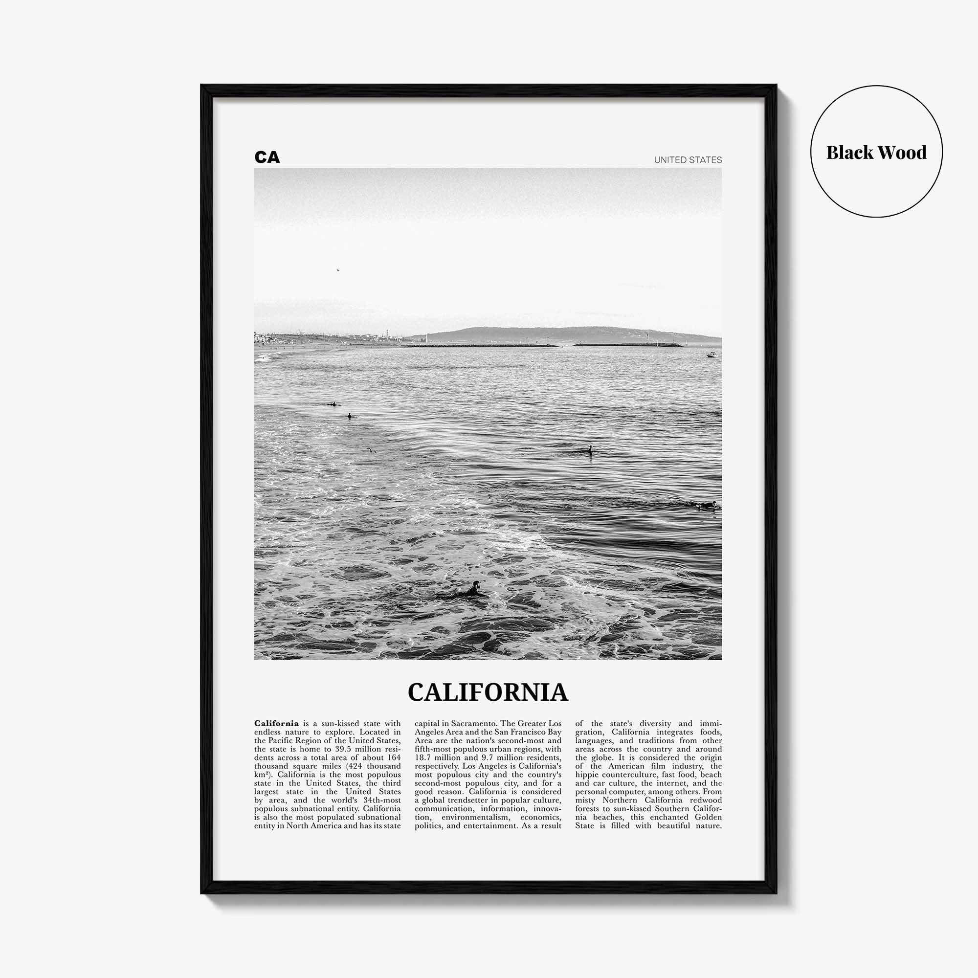 California Print Black and White No 3, California Wall Art, California Poster, California Photo, USA, United States, North America