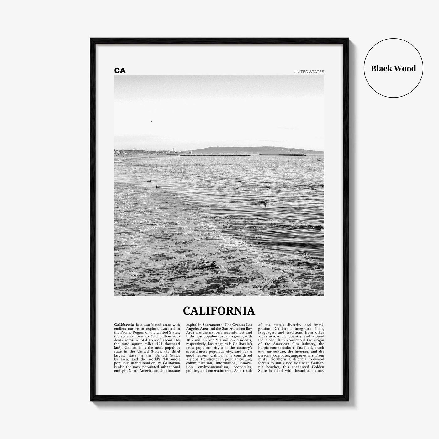 California Print Black and White No 3, California Wall Art, California Poster, California Photo, USA, United States, North America