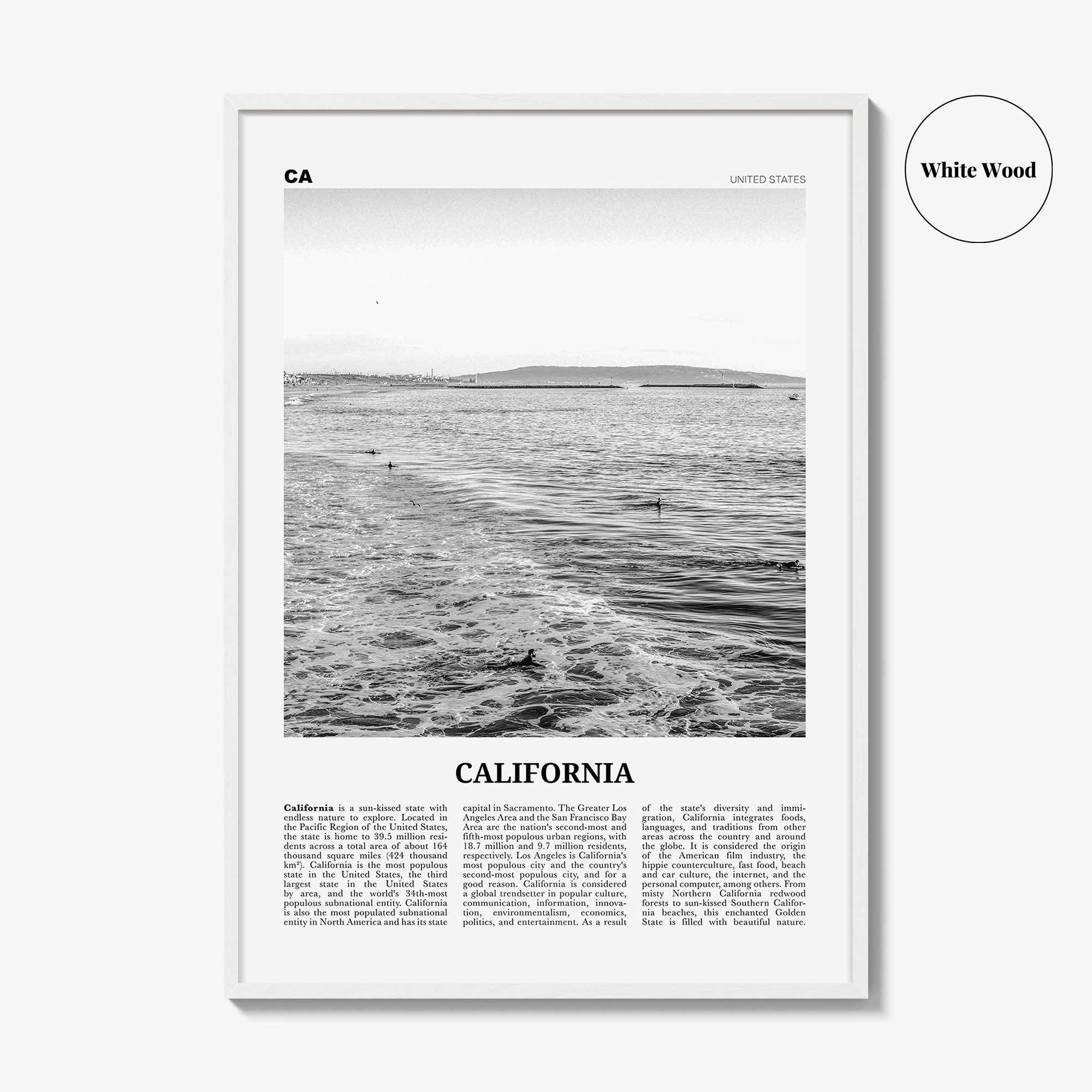 California Print Black and White No 3, California Wall Art, California Poster, California Photo, USA, United States, North America
