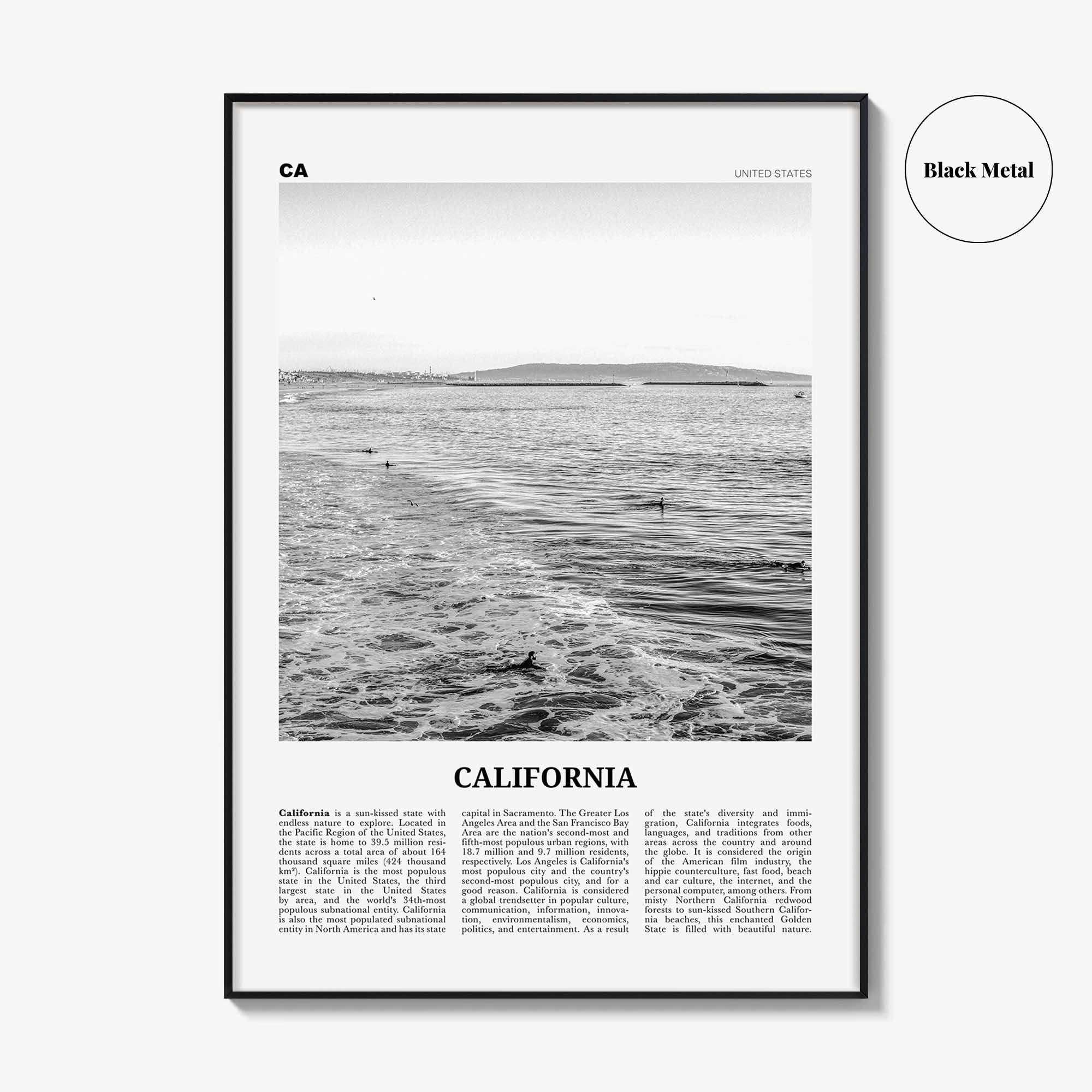 California Print Black and White No 3, California Wall Art, California Poster, California Photo, USA, United States, North America