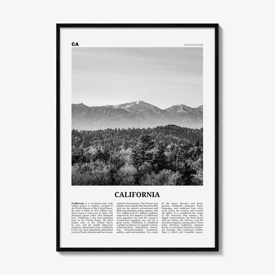 California Print Black and White No 4, California Wall Art, California Poster, California Photo, USA, United States, North America