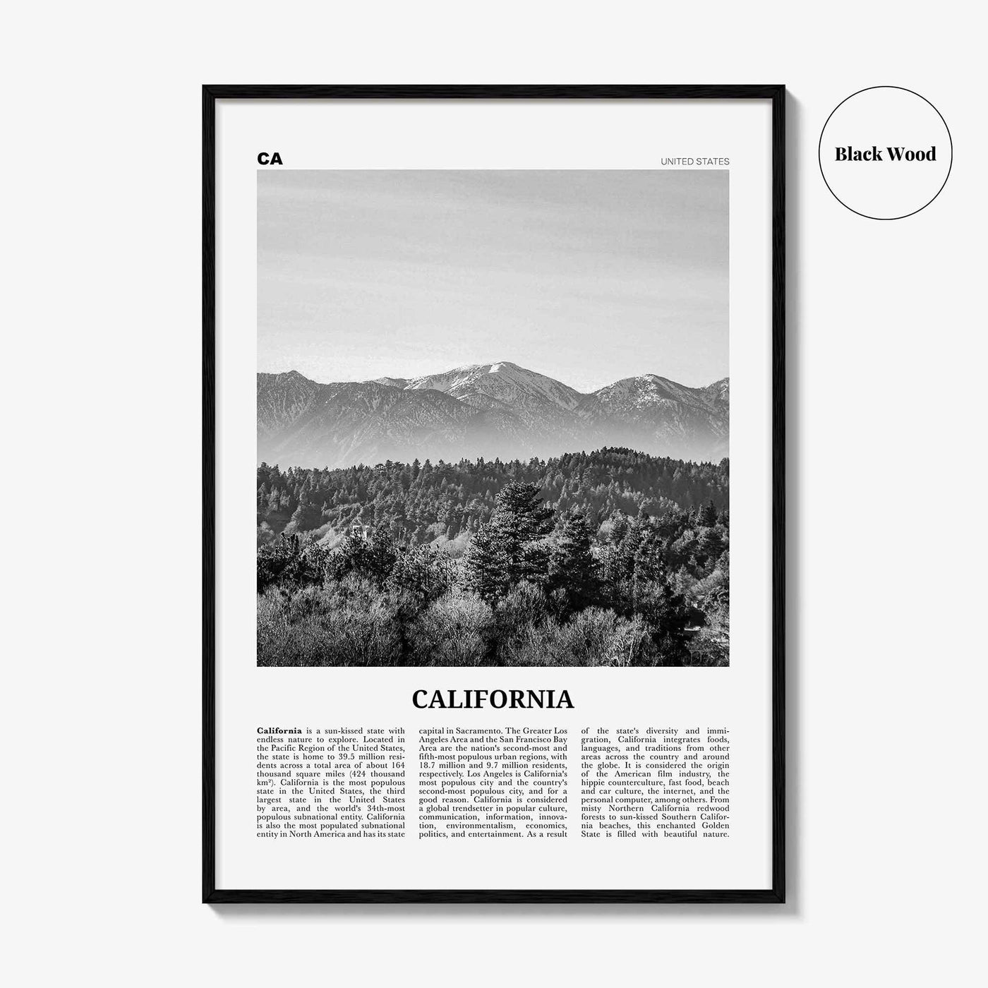 California Print Black and White No 4, California Wall Art, California Poster, California Photo, USA, United States, North America