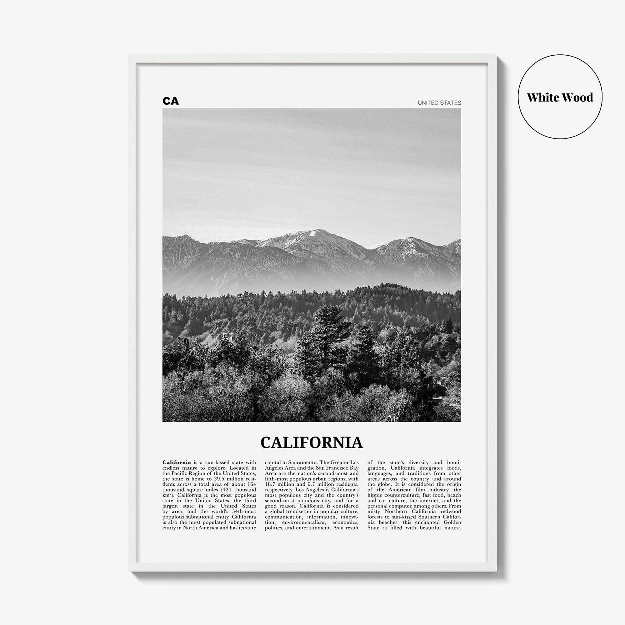 California Print Black and White No 4, California Wall Art, California Poster, California Photo, USA, United States, North America