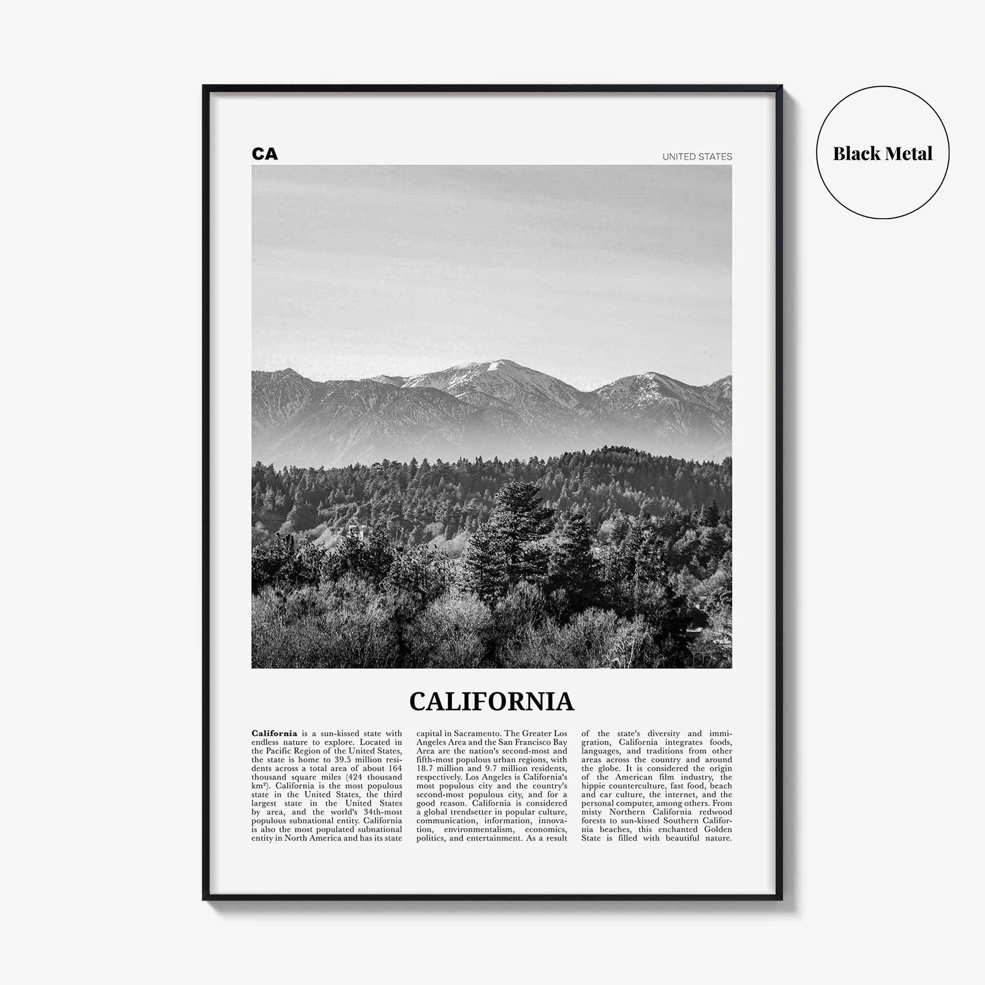 California Print Black and White No 4, California Wall Art, California Poster, California Photo, USA, United States, North America