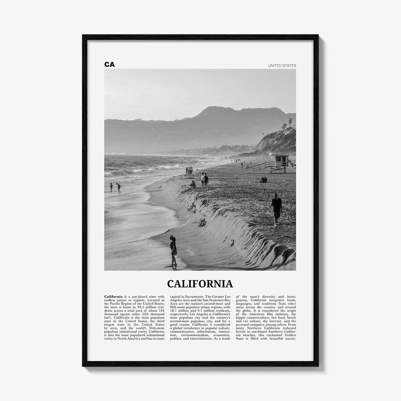 California Print Black and White No 5, California Wall Art, California Poster, California Photo, USA, United States, North America