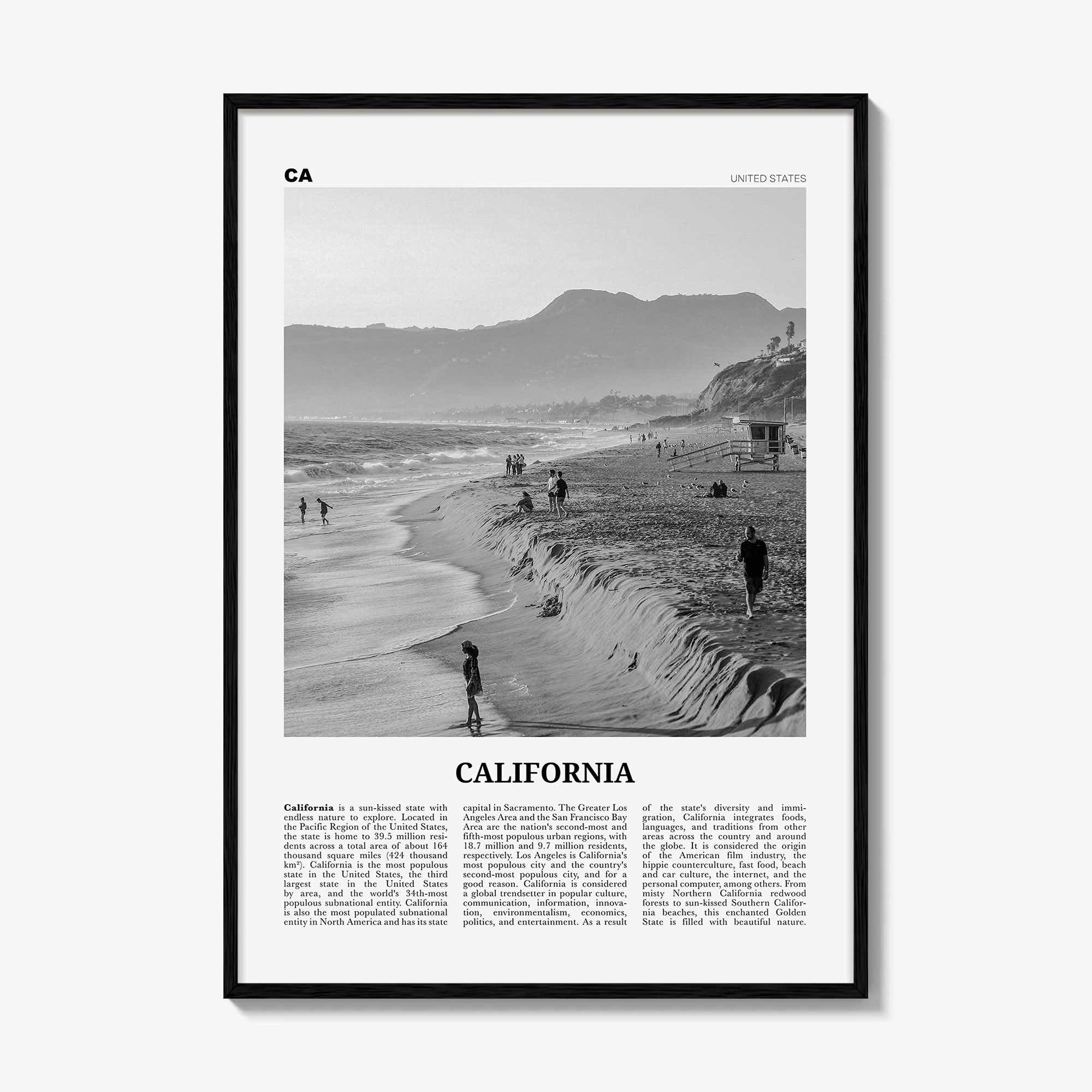 California Print Black and White No 5, California Wall Art, California Poster, California Photo, USA, United States, North America