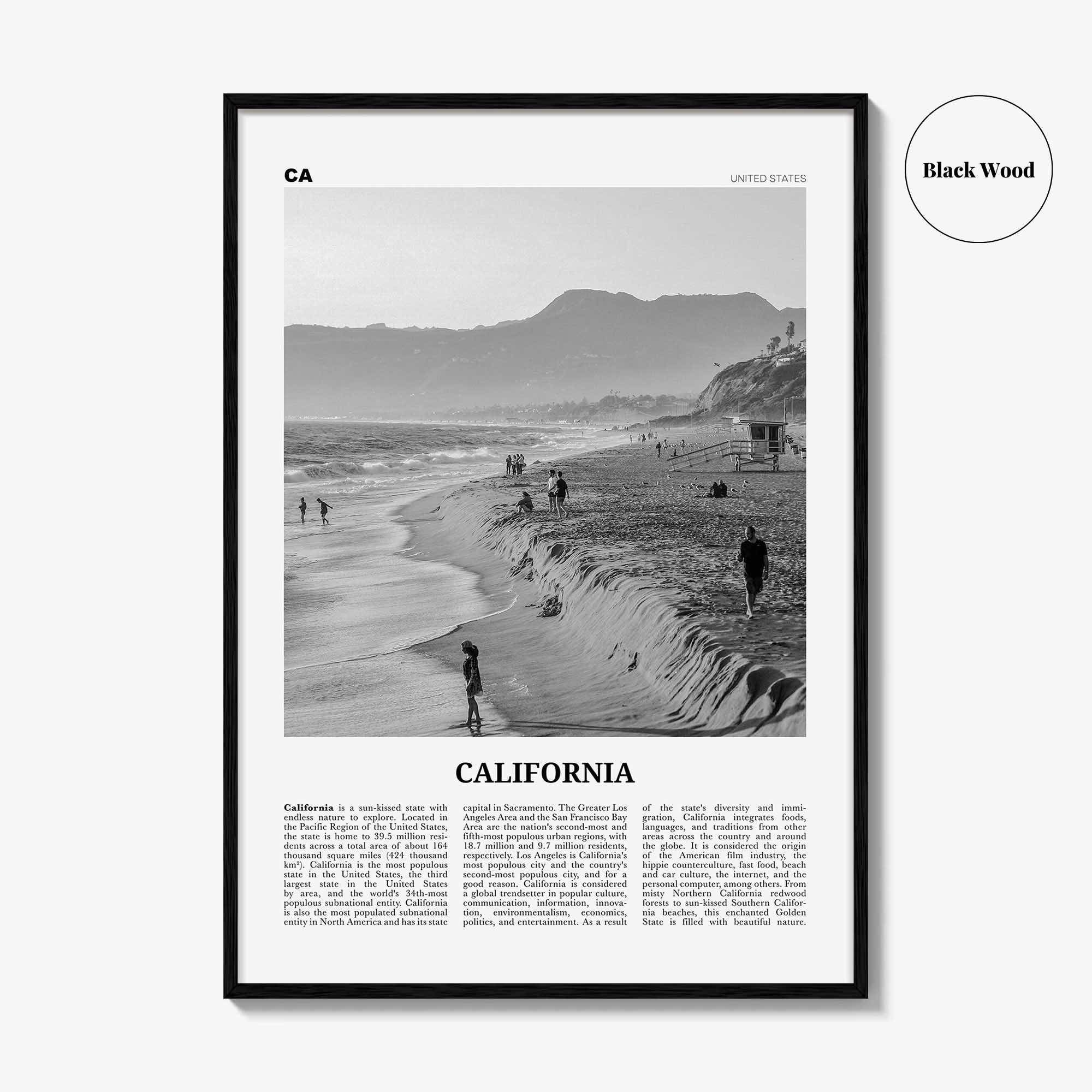 California Print Black and White No 5, California Wall Art, California Poster, California Photo, USA, United States, North America