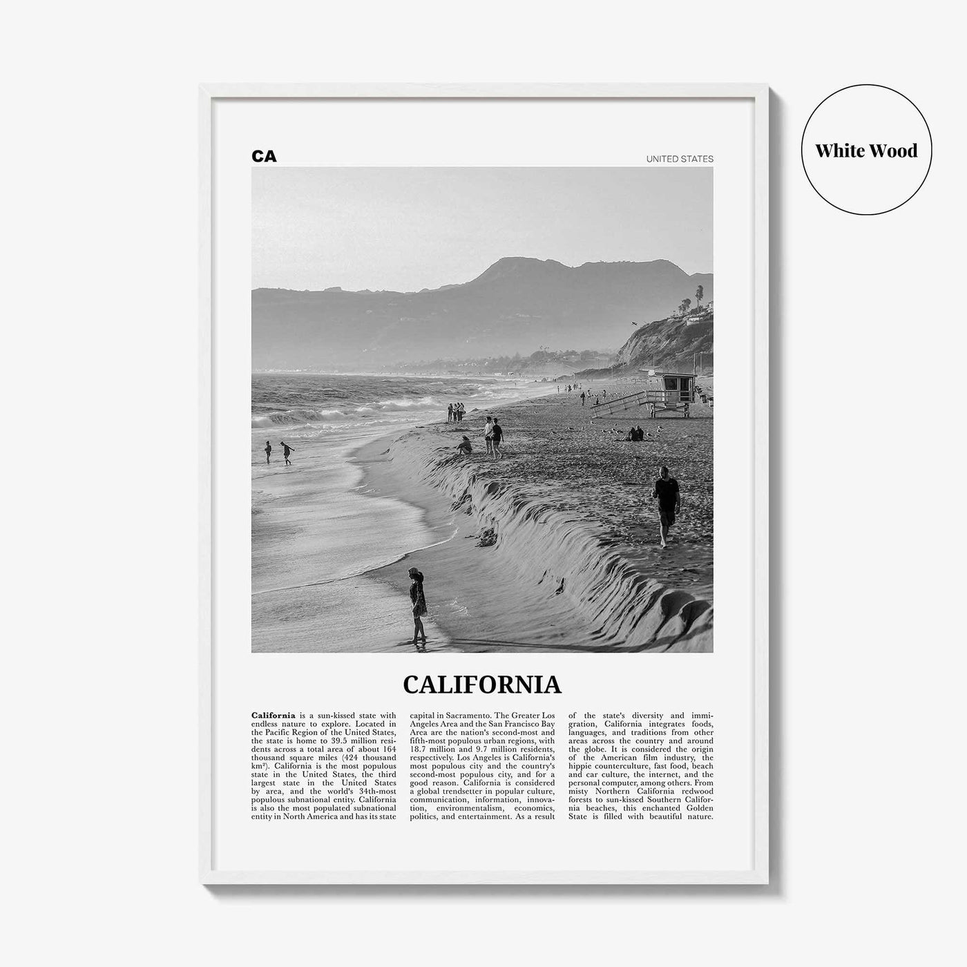 California Print Black and White No 5, California Wall Art, California Poster, California Photo, USA, United States, North America
