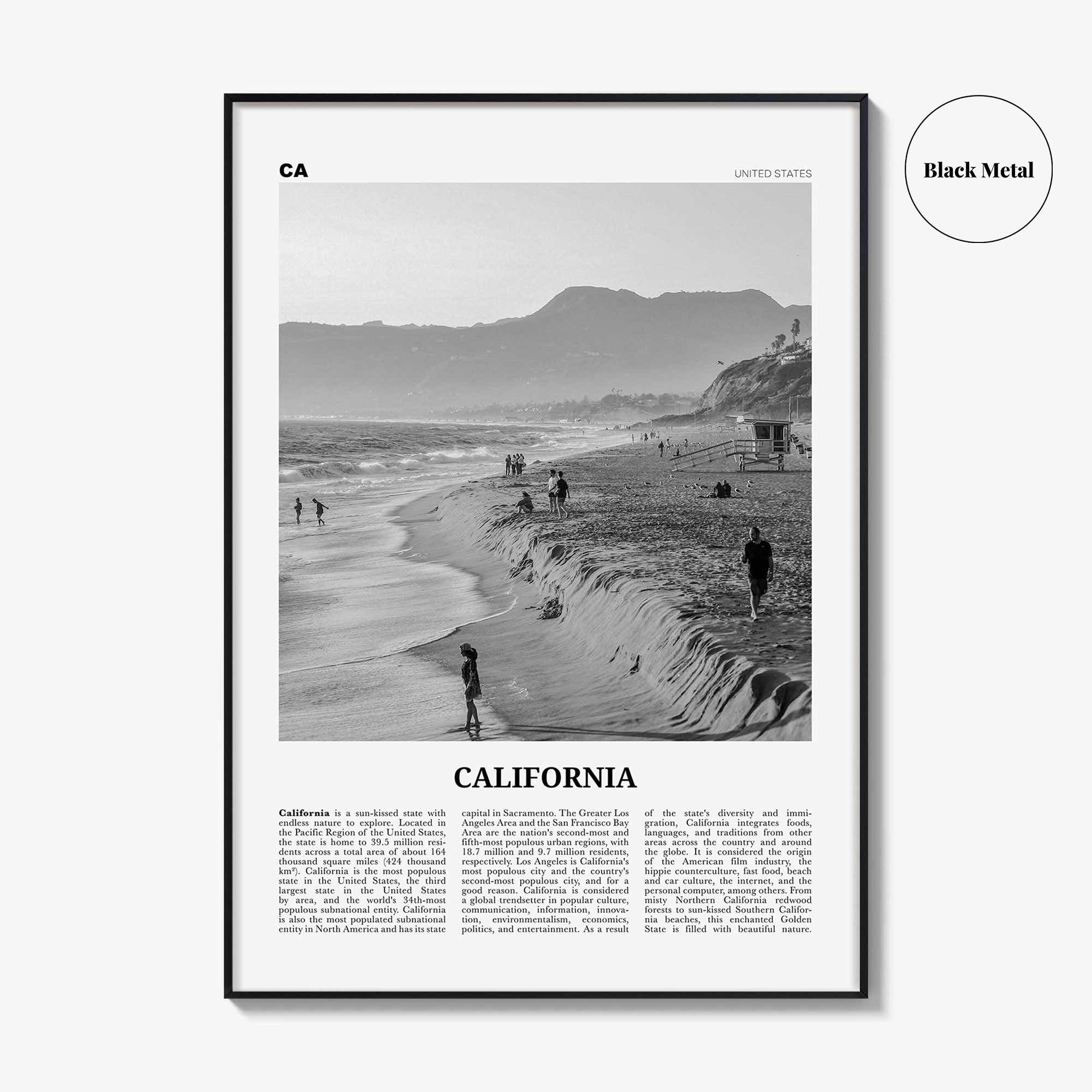 California Print Black and White No 5, California Wall Art, California Poster, California Photo, USA, United States, North America