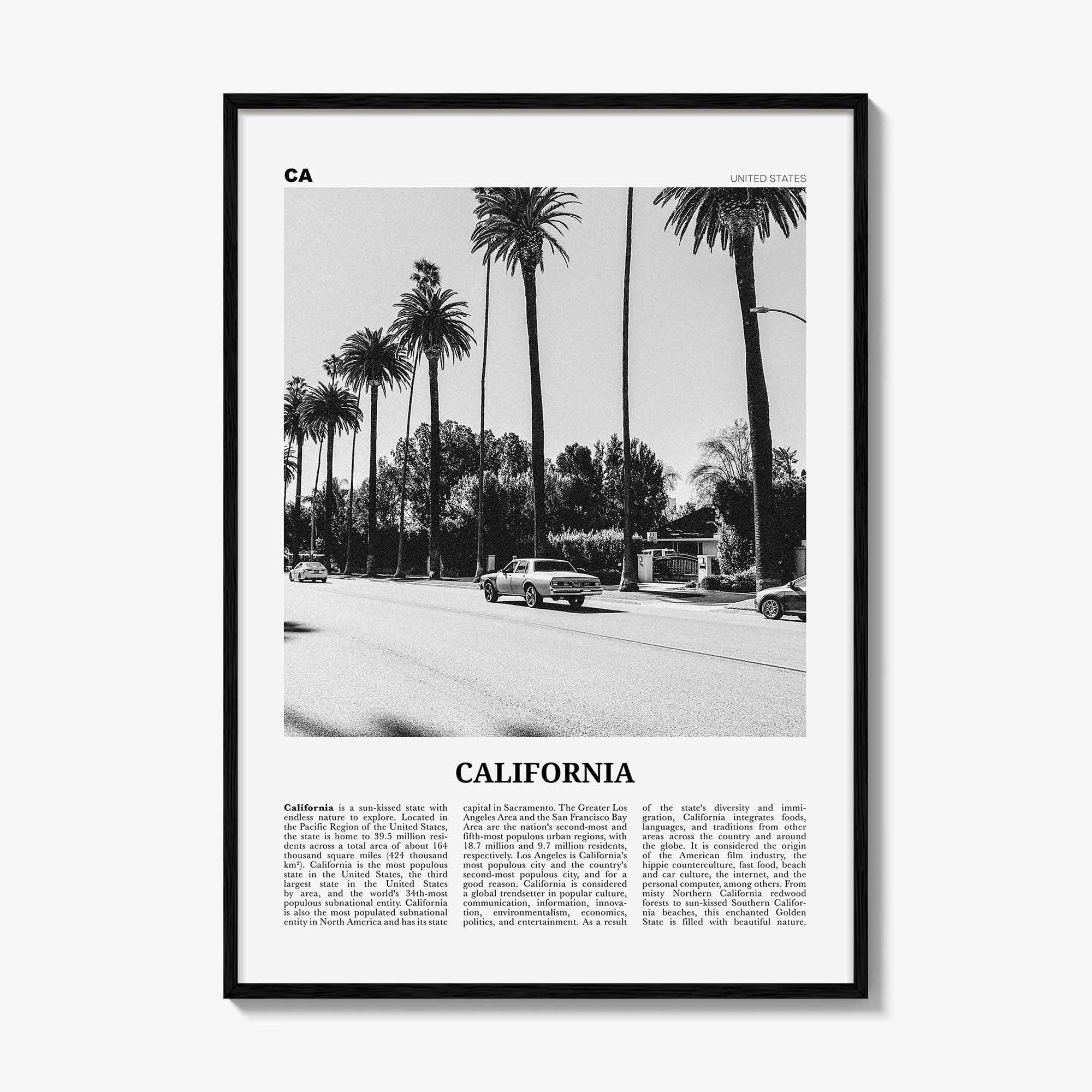 California Print Black and White No 6, California Wall Art, California Poster, California Photo, USA, United States, North America