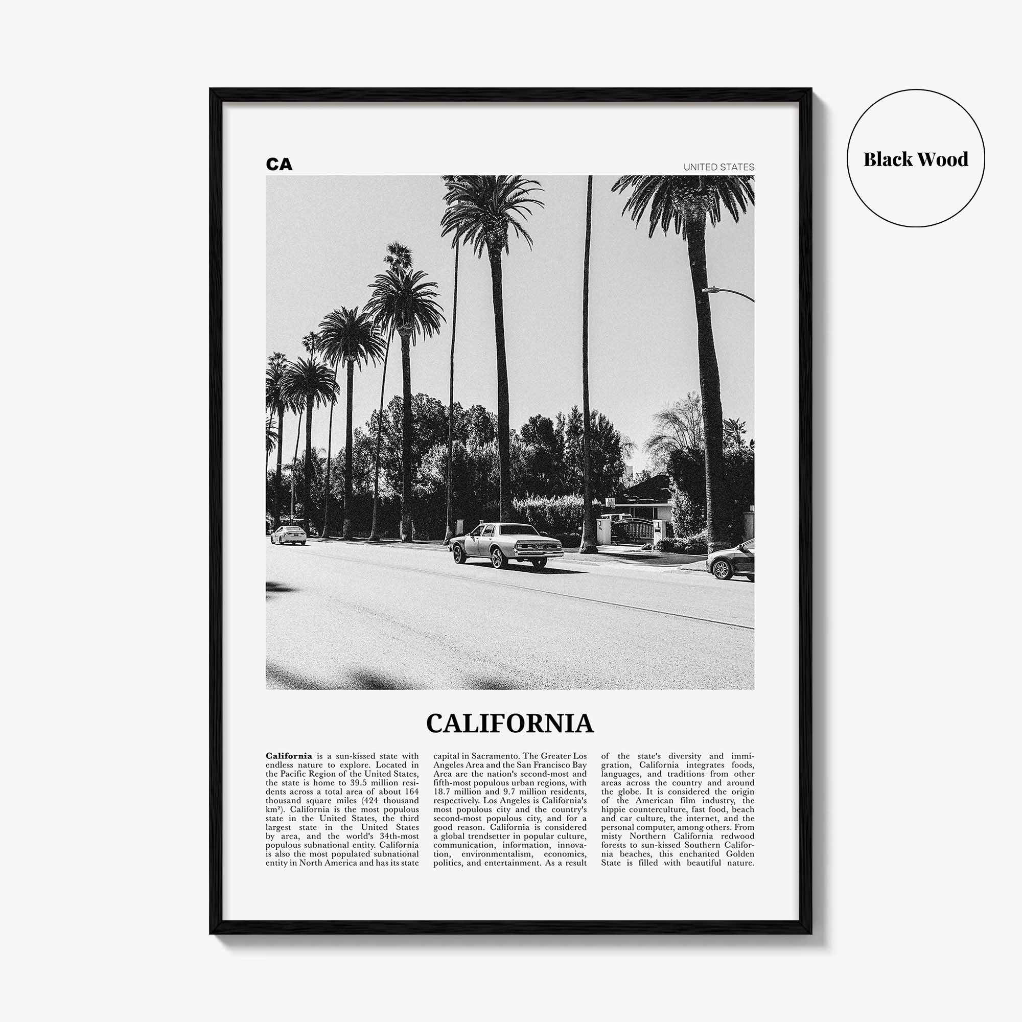 California Print Black and White No 6, California Wall Art, California Poster, California Photo, USA, United States, North America