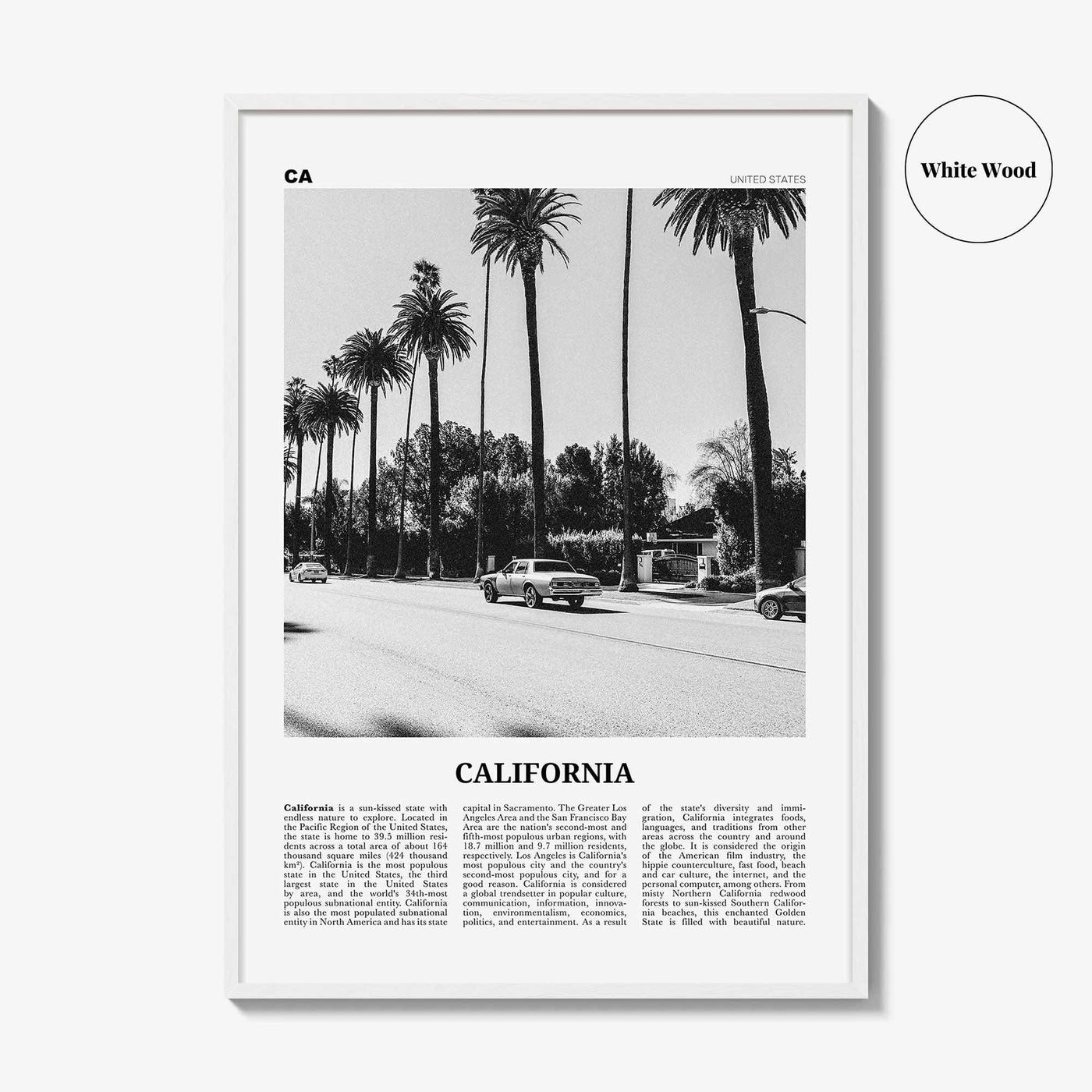 California Print Black and White No 6, California Wall Art, California Poster, California Photo, USA, United States, North America
