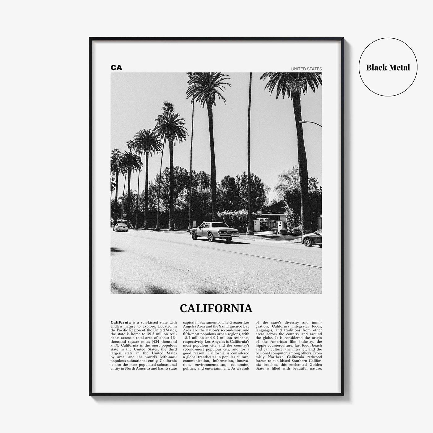 California Print Black and White No 6, California Wall Art, California Poster, California Photo, USA, United States, North America