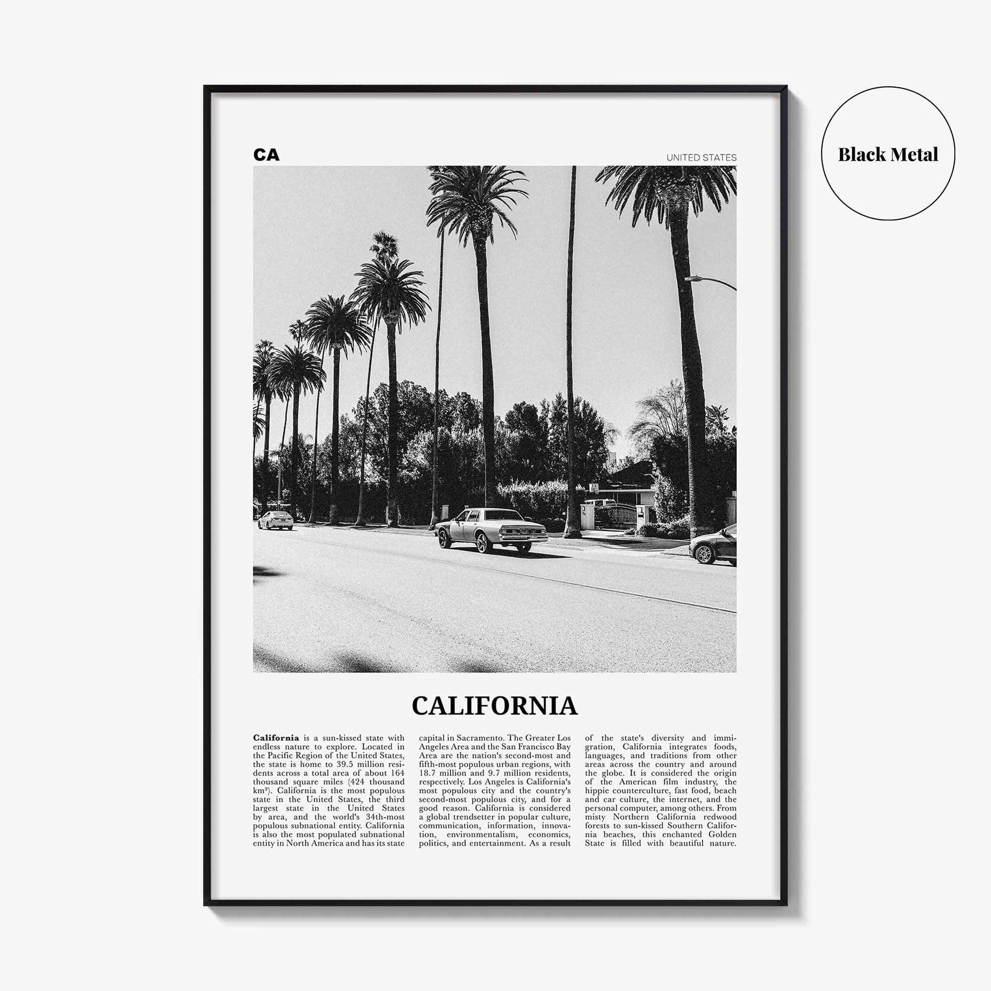 California Print Black and White No 6, California Wall Art, California Poster, California Photo, USA, United States, North America