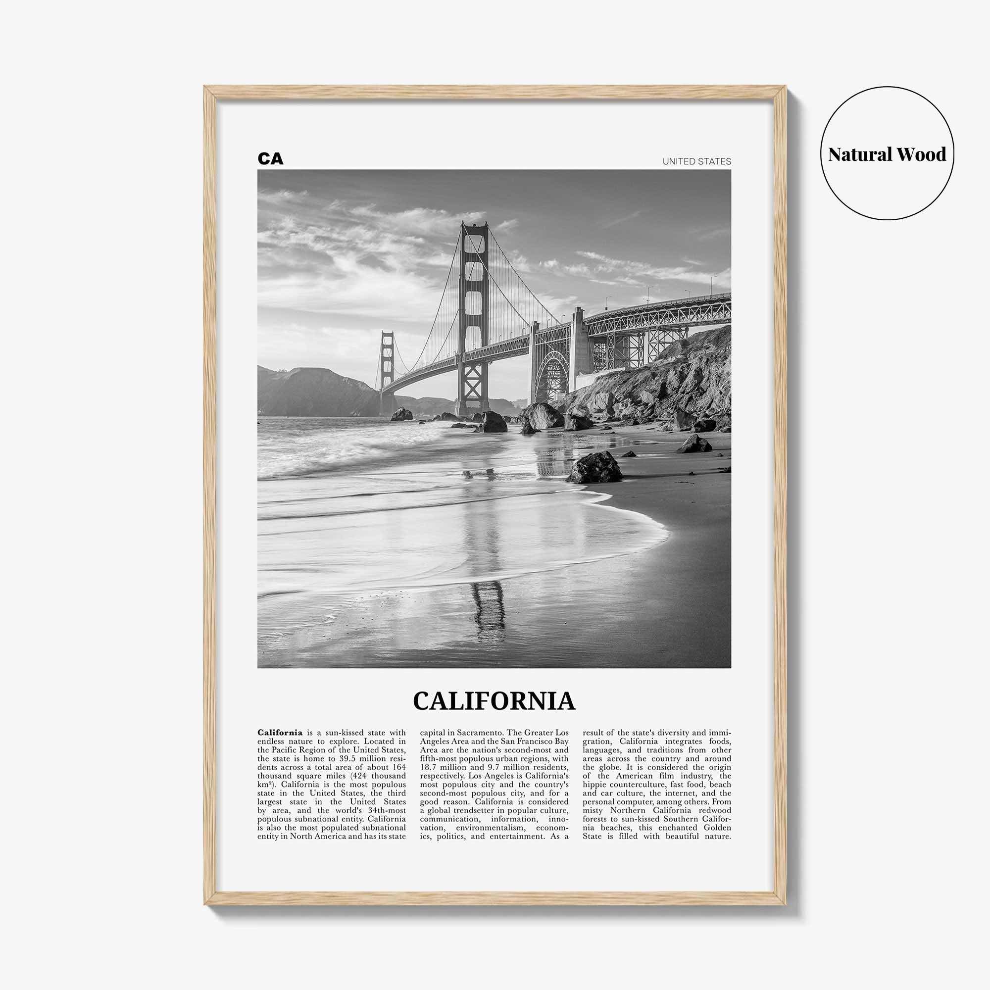 California Print Black and White No 7, California Wall Art, California Poster, California Photo, California Wall Décor, California Map