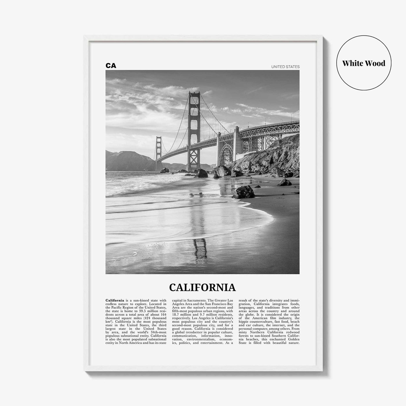 California Print Black and White No 7, California Wall Art, California Poster, California Photo, California Wall Décor, California Map