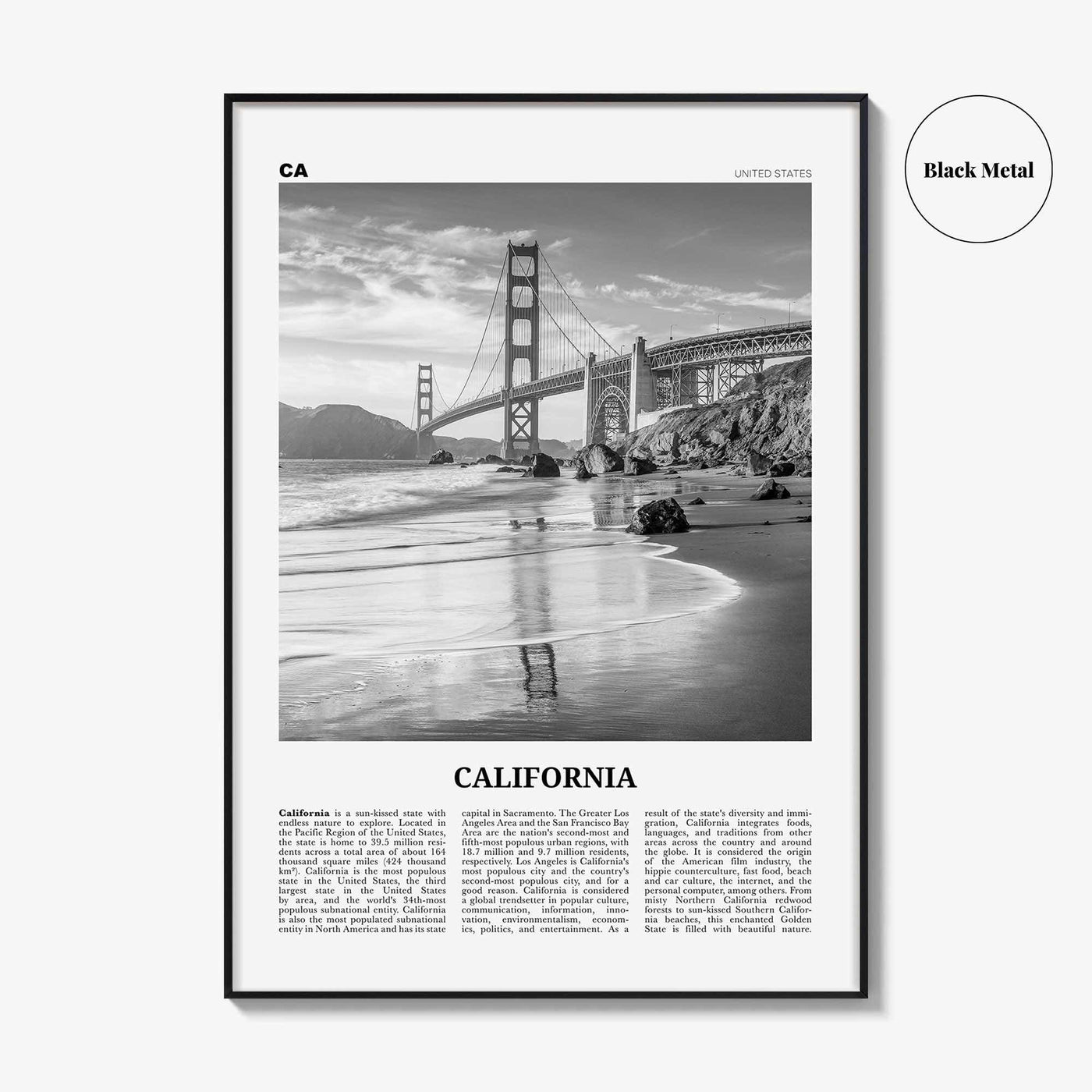 California Print Black and White No 7, California Wall Art, California Poster, California Photo, California Wall Décor, California Map