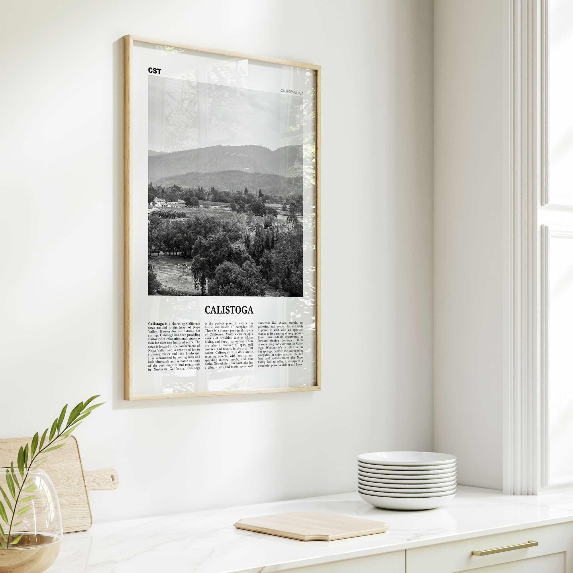 Calistoga Print Black and White, Calistoga Wall Art, Calistoga Poster, Calistoga Photo, Calistoga Wall Décor, Calistoga Map, California, USA