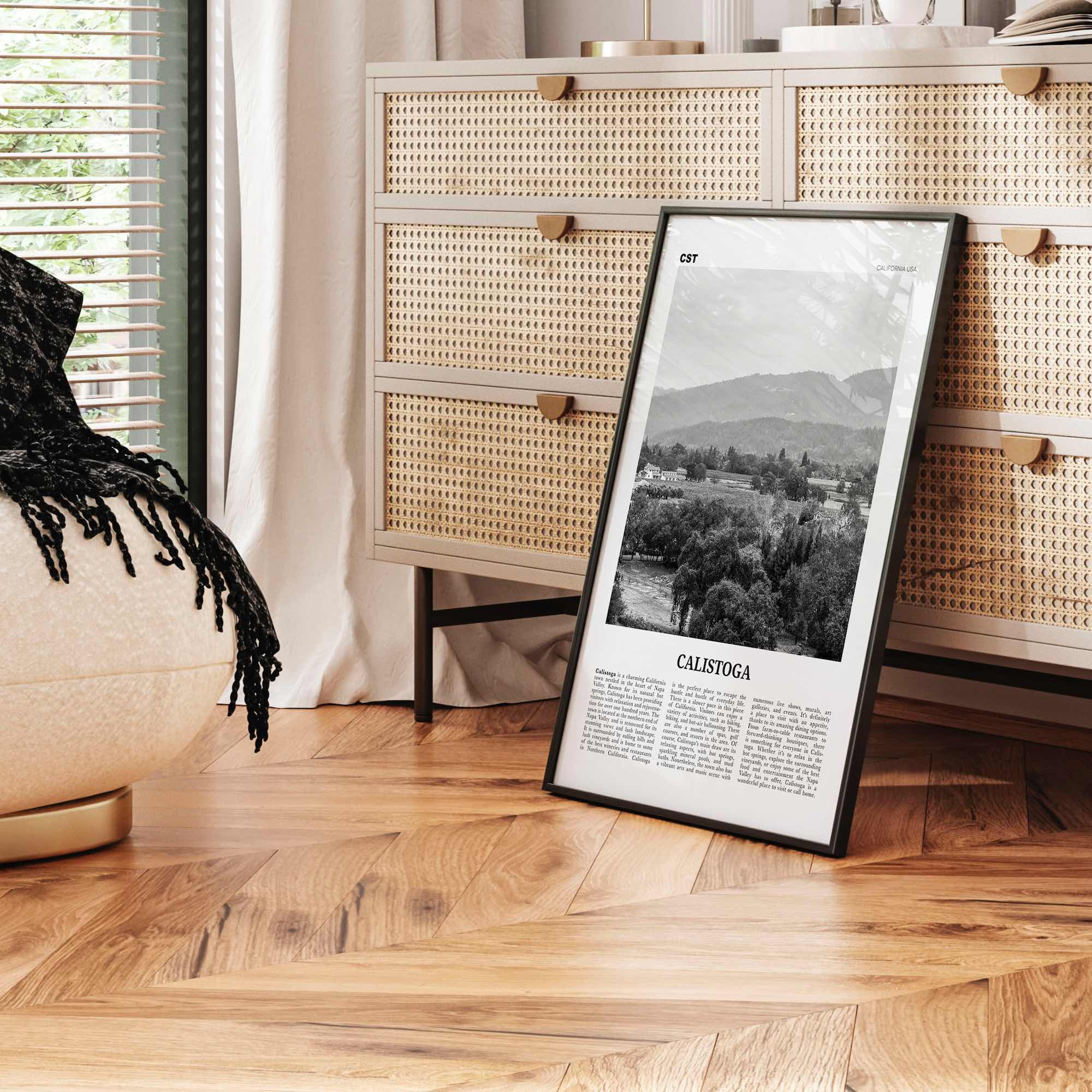 Calistoga Print Black and White, Calistoga Wall Art, Calistoga Poster, Calistoga Photo, Calistoga Wall Décor, Calistoga Map, California, USA