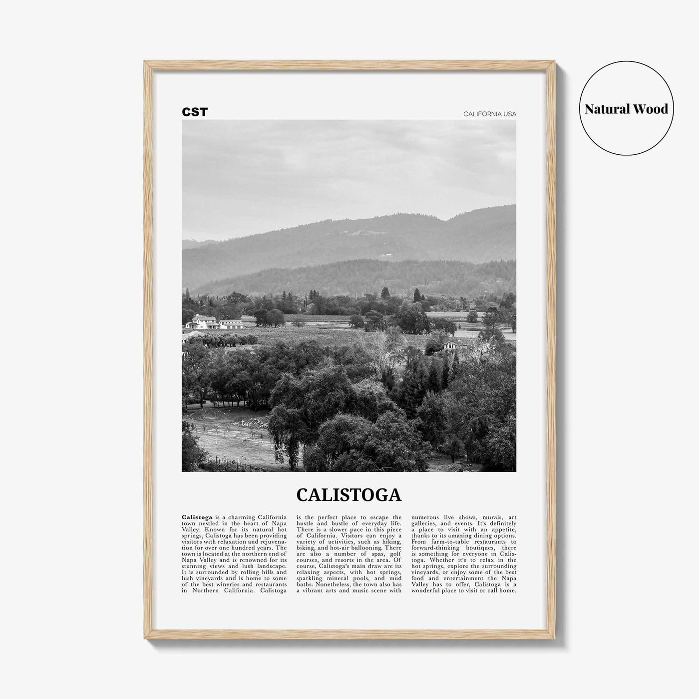 Calistoga Print Black and White, Calistoga Wall Art, Calistoga Poster, Calistoga Photo, Calistoga Wall Décor, Calistoga Map, California, USA