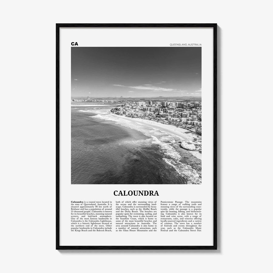 Caloundra Print Black and White, Caloundra Wall Art, Caloundra Poster, Caloundra Photo, Caloundra Wall Décor, Caloundra Map, Australia